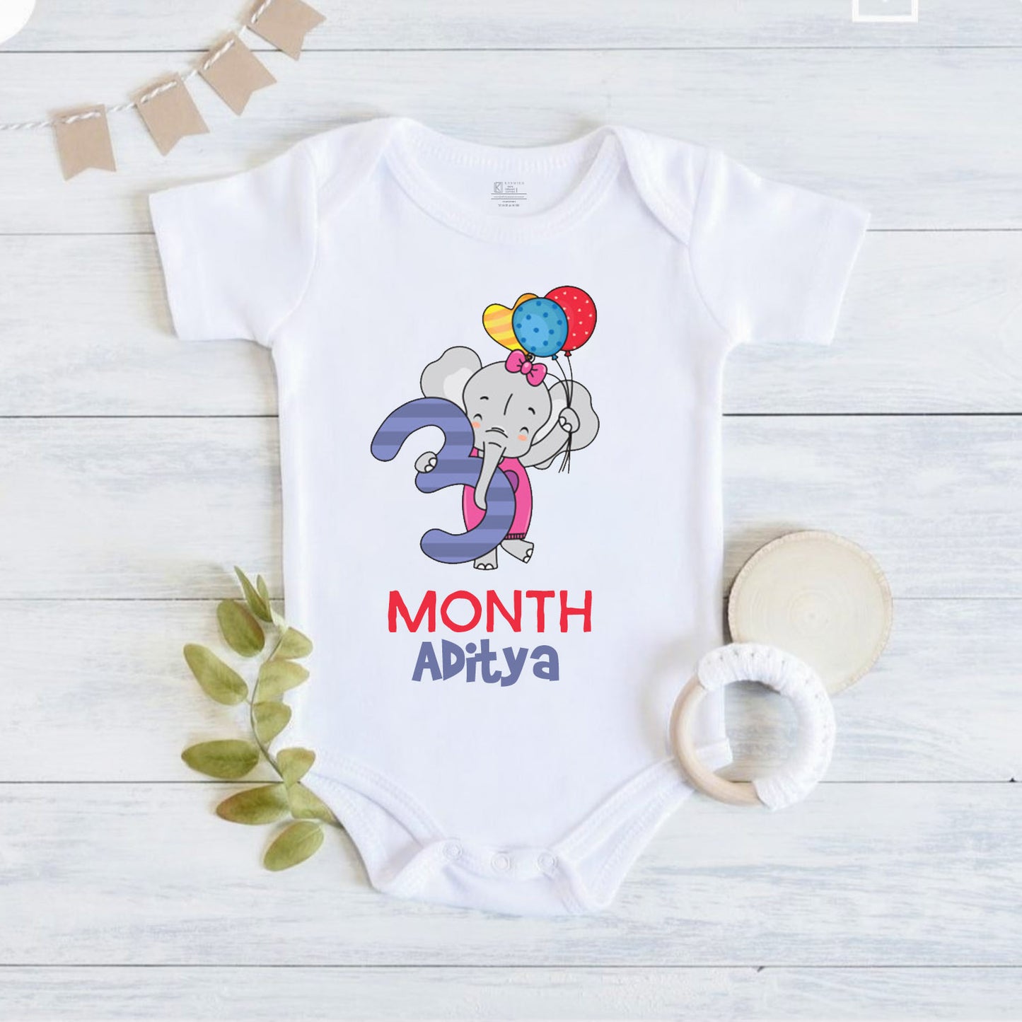 Infant monthly birthday 12 Months of Love Onesie