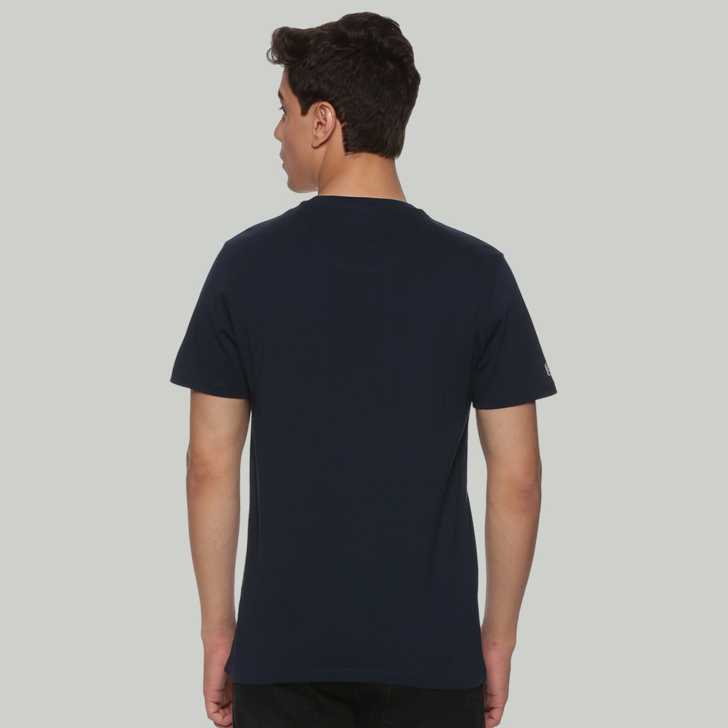 Men Round Neck Basic Organic Cotton T-Shirt - Dark Navy Blue