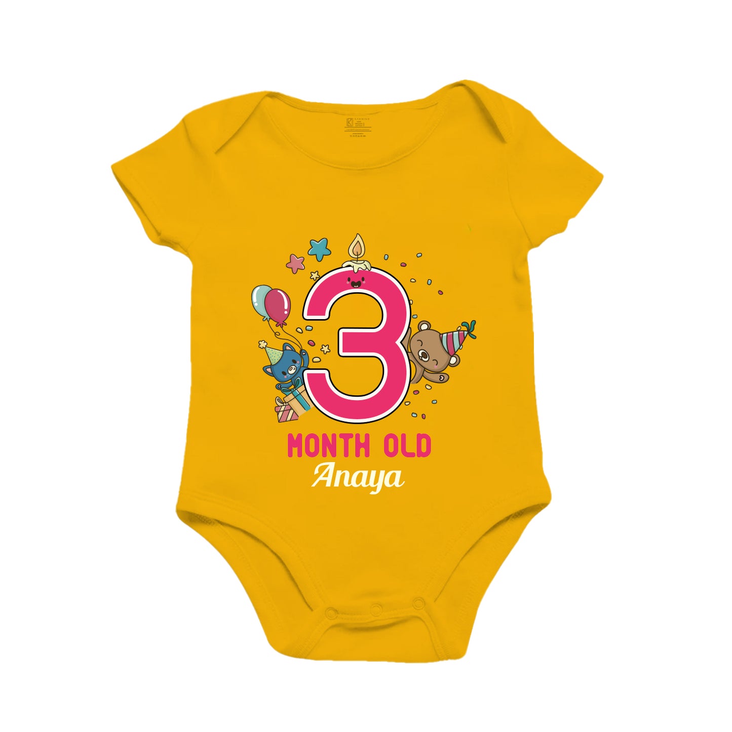 3rd Infant monthly birthday tiny celebrations onesie
