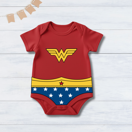 Wonder Baby With Customized Baby Name Inspired by Wonder Women  _ Red Onesie