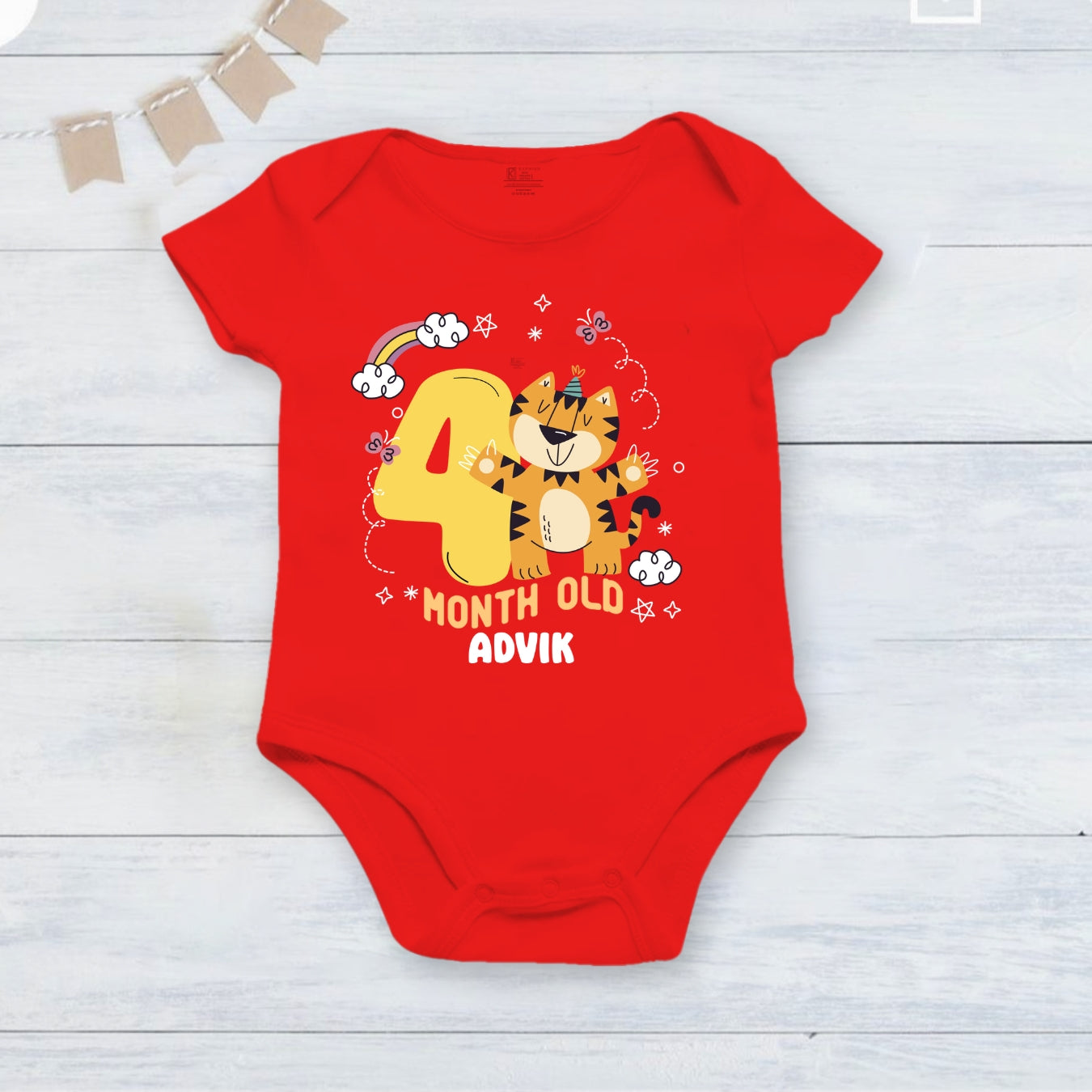 4th Infant monthly birthday Little Monthlies Onesie
