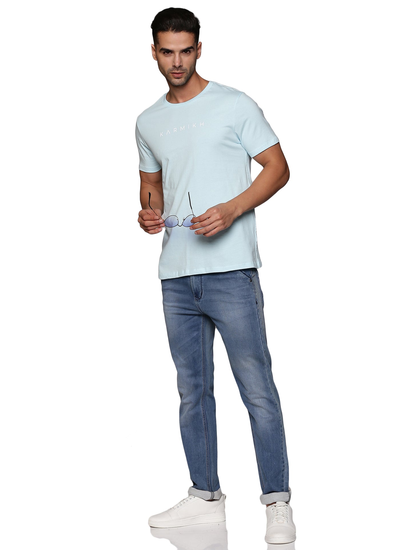Men Round Neck Classic Karmikh Organic Cotton T-Shirt - Spun Sugar