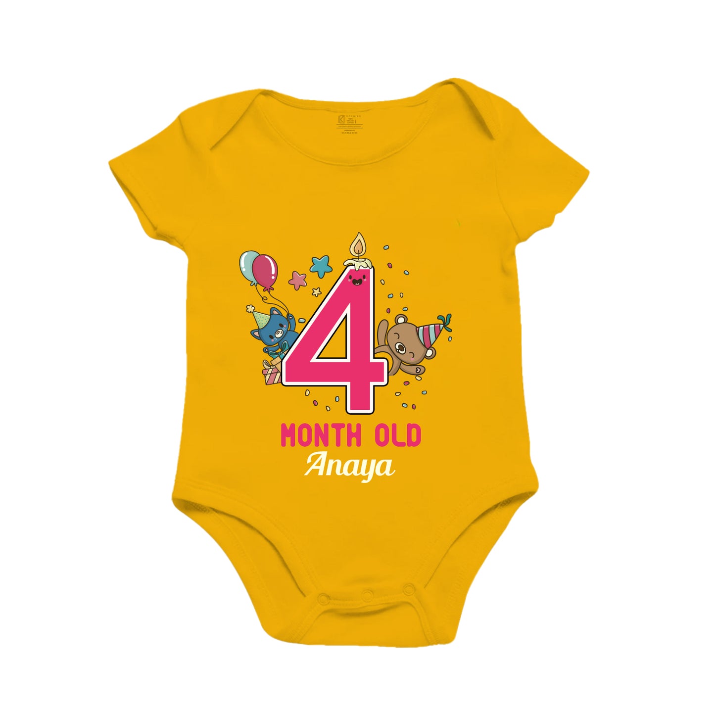 4th Infant monthly birthday tiny celebrations onesie