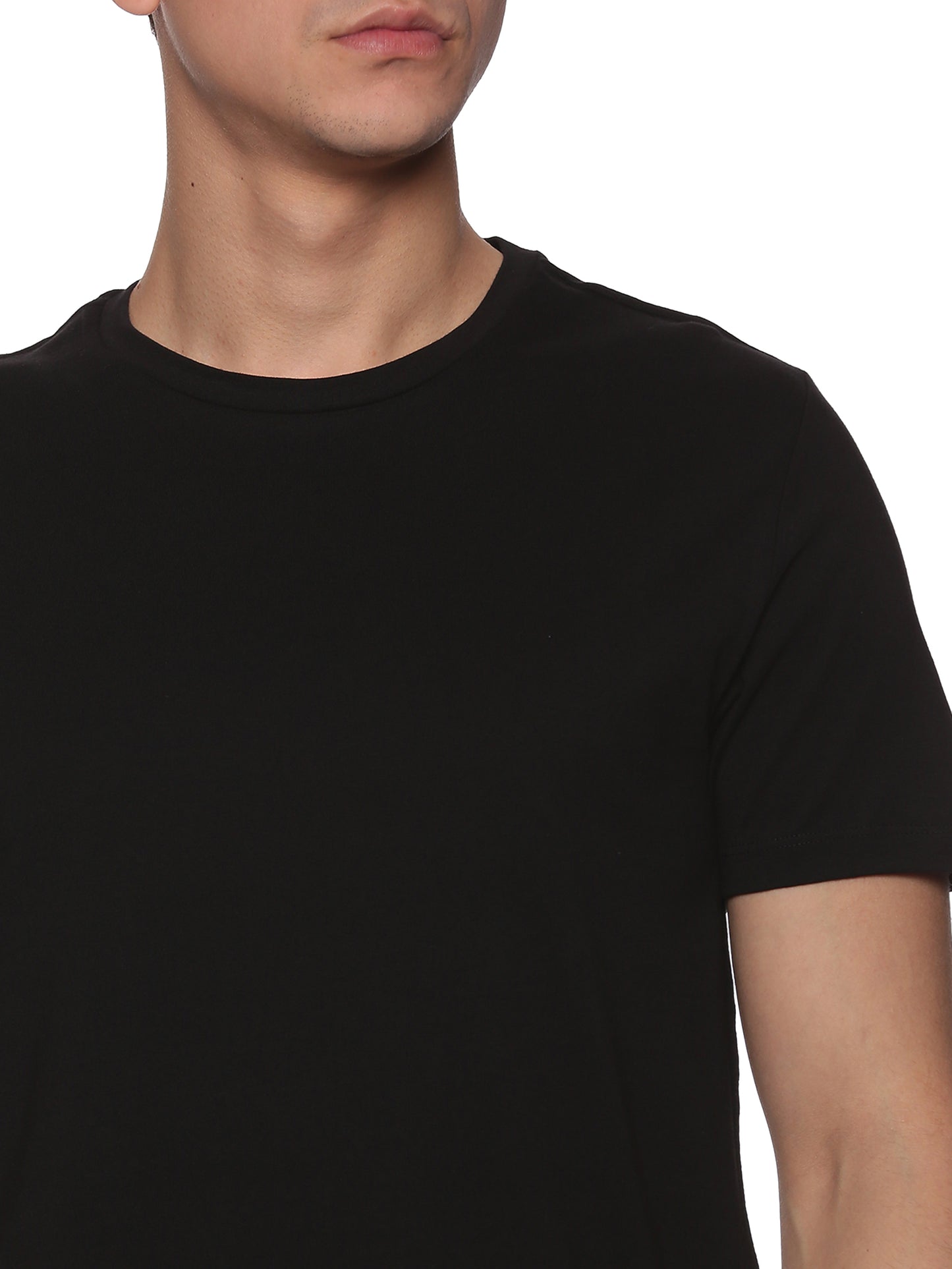 Men Round Neck Basic Organic Cotton T-Shirt - Black