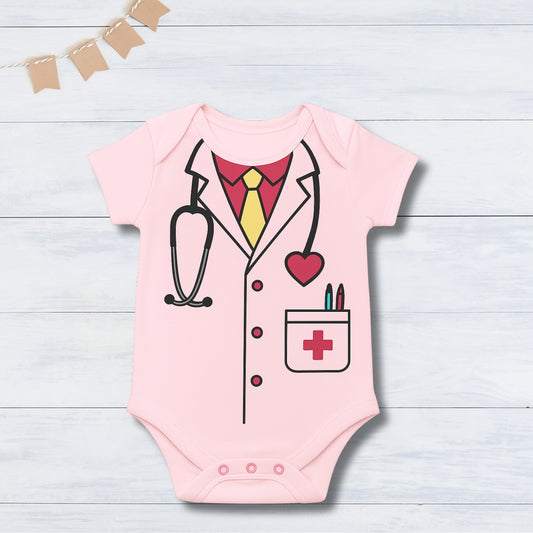 Little Doctor – Future Hero Outfit with customized baby name_ Pink Onesie