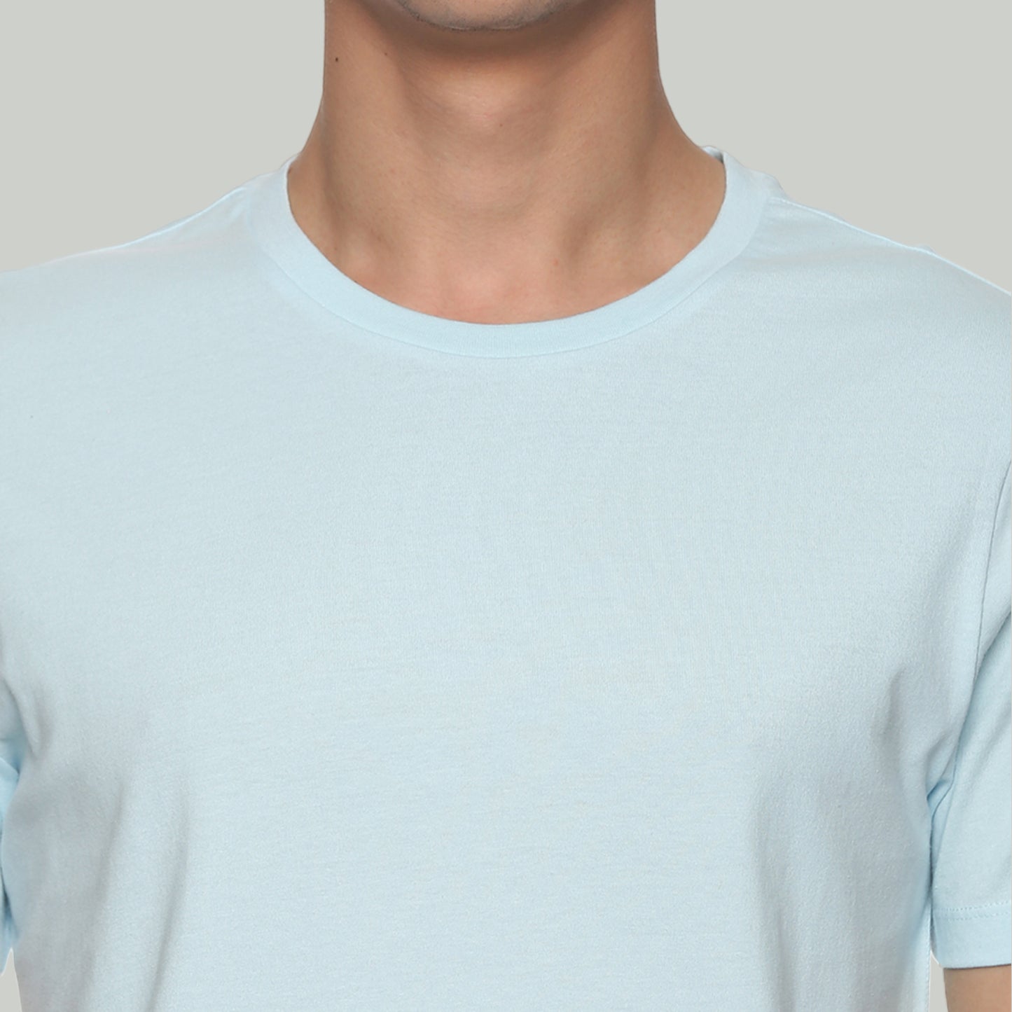 Men Round Neck Basic Organic Cotton T-Shirt- Spun sugar