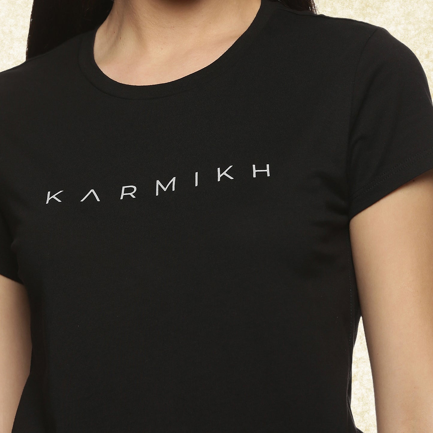 Women Round Neck Classic Karmikh Organic Cotton Black