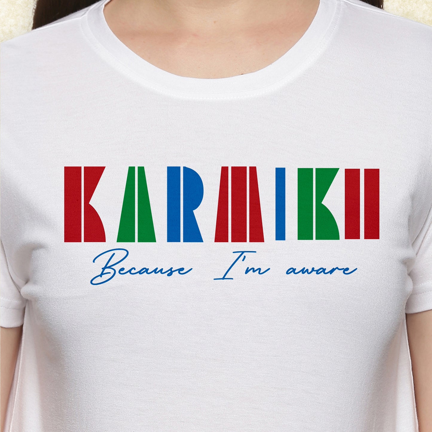 Women Round Neck Organic Cotton Multi Hue Karmikh Printed Tee