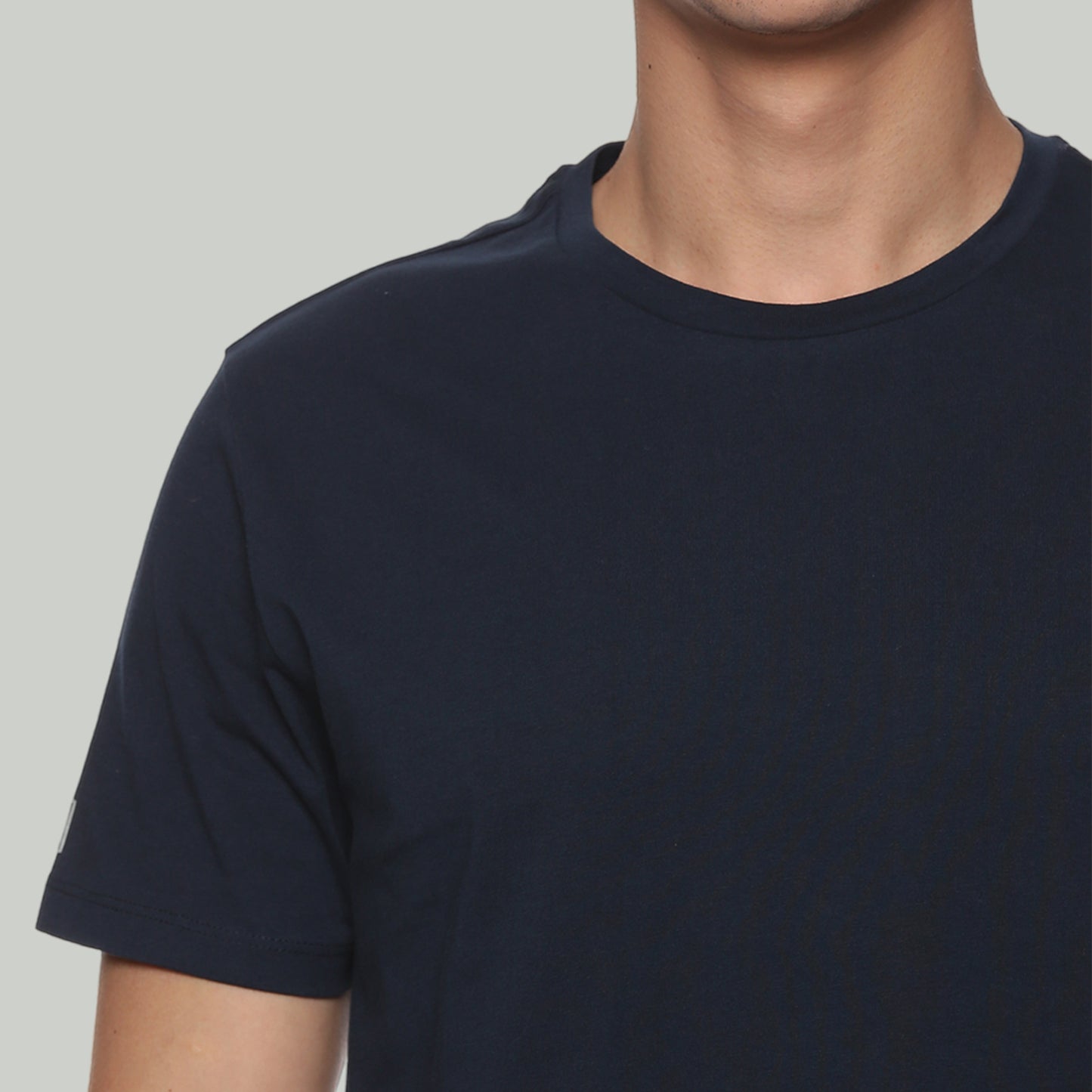 Men Round Neck Basic Organic Cotton T-Shirt - Dark Navy Blue