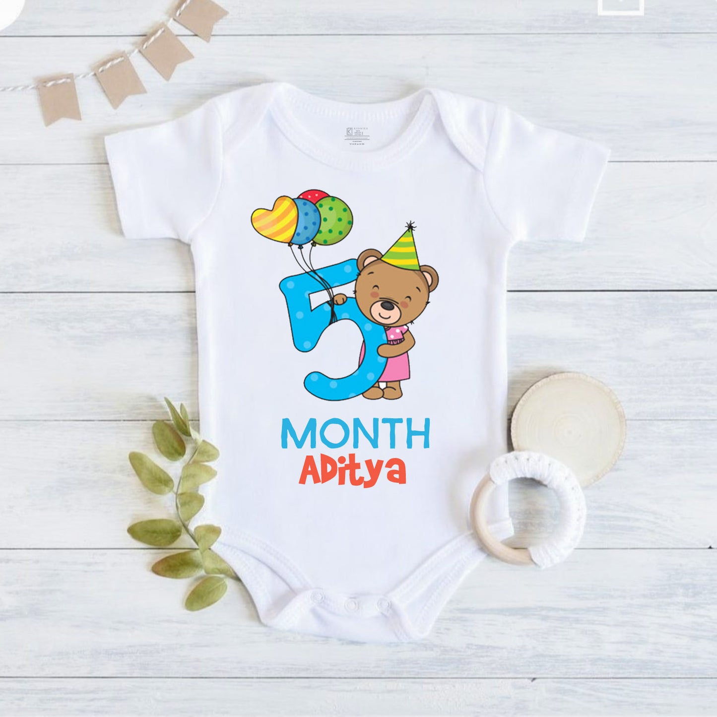 5th Infant monthly birthday 12 Months of Love Onesie