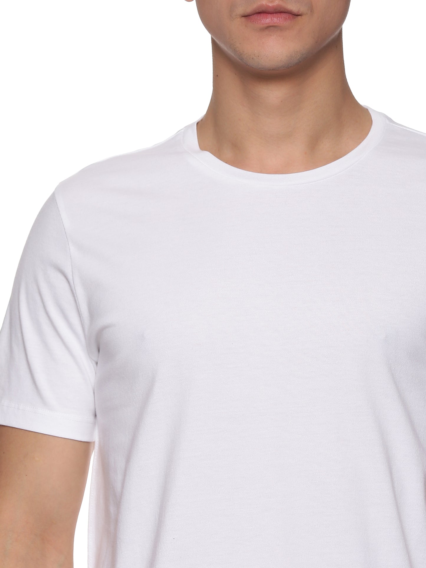 Men Round Neck Basic Organic Cotton T-Shirt White