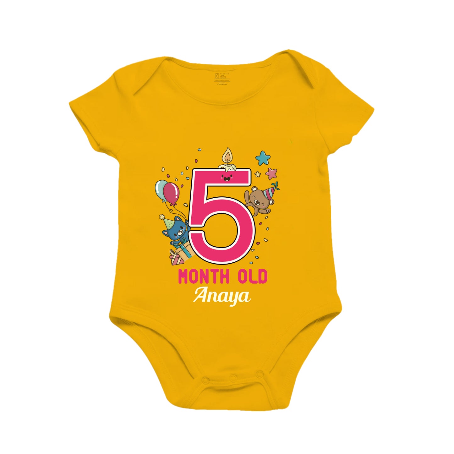 5th Infant monthly birthday tiny celebrations onesie