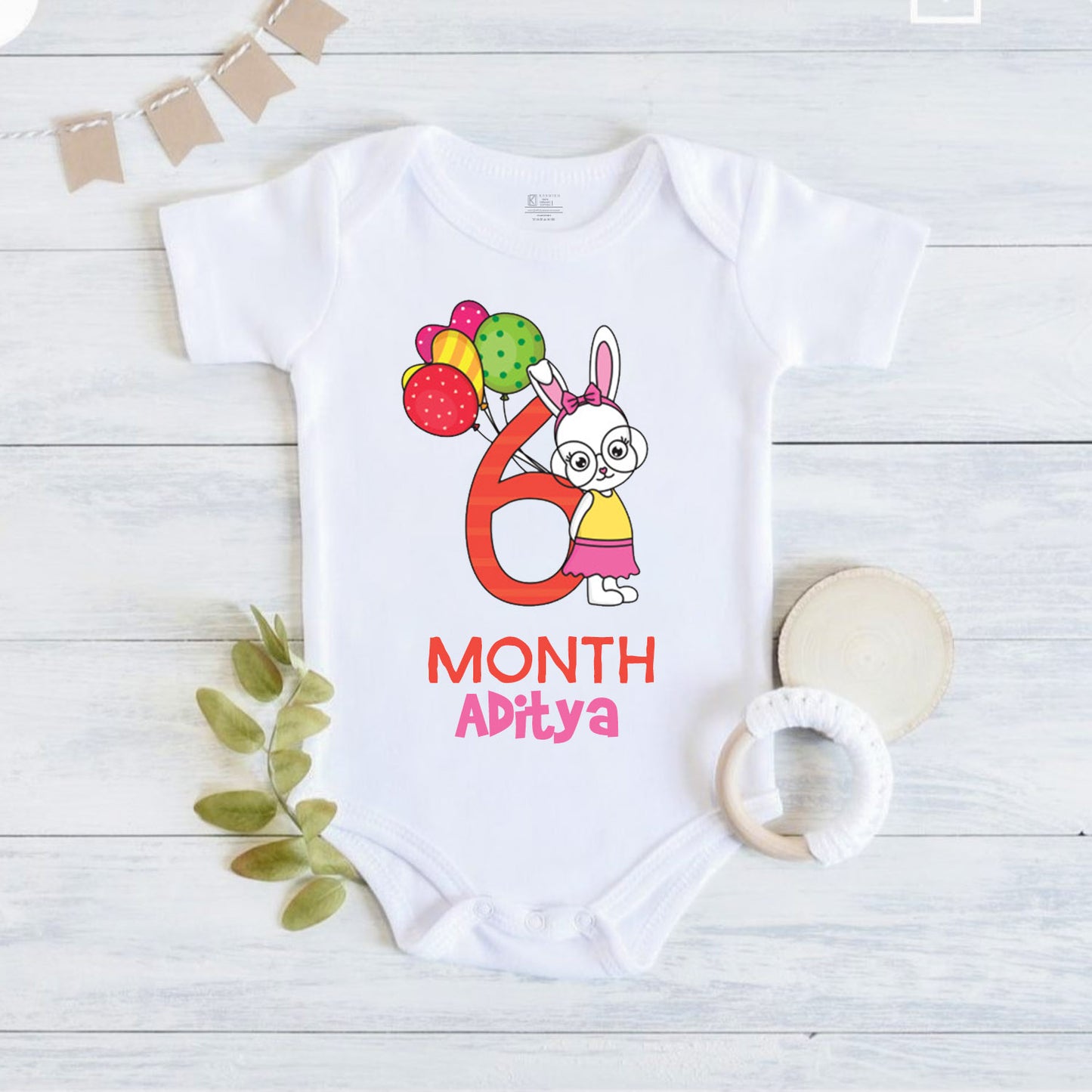 Infant monthly birthday 12 Months of Love Onesie