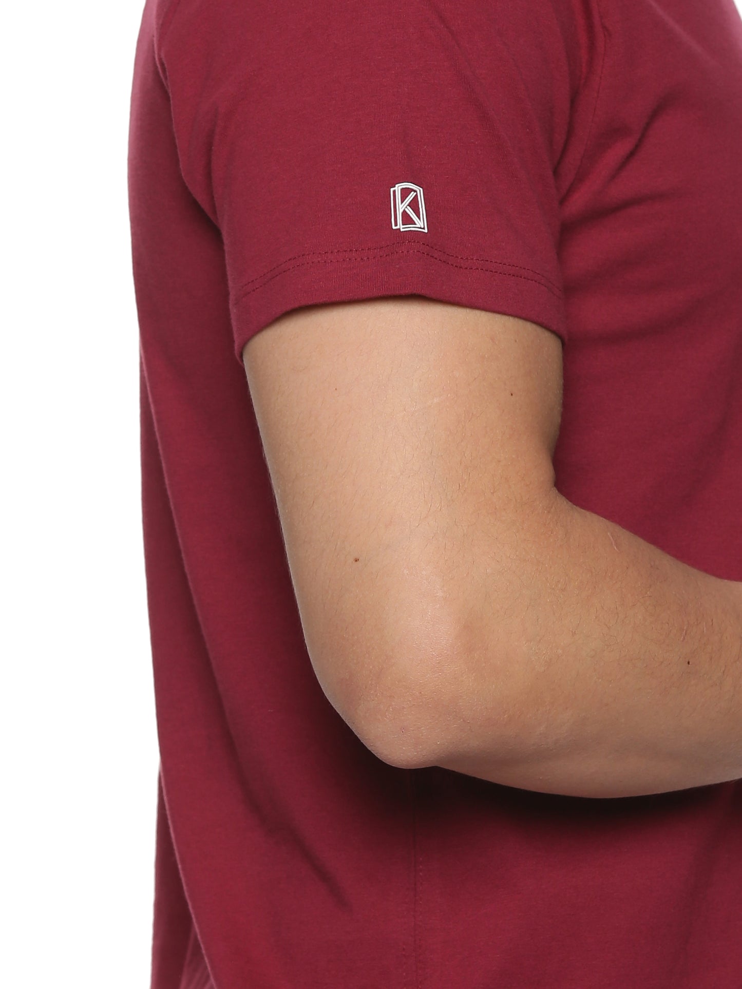 Men Round Neck Basic Organic Cotton T-Shirt - Maroon Oak