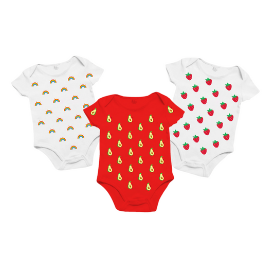 Infant Onesie pack_ Red and White Trio