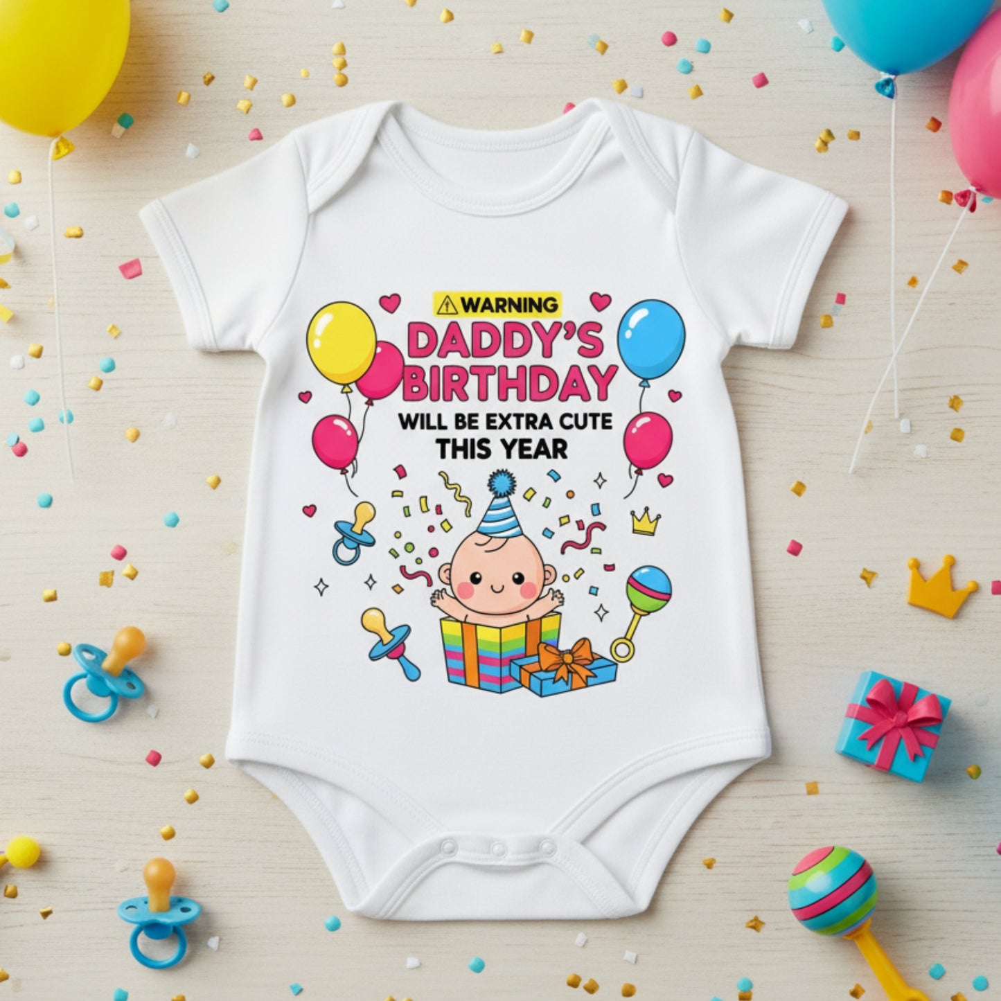 Daddy's Birthday Will Be Extra Cute This Year Baby Name infant onesie_ White