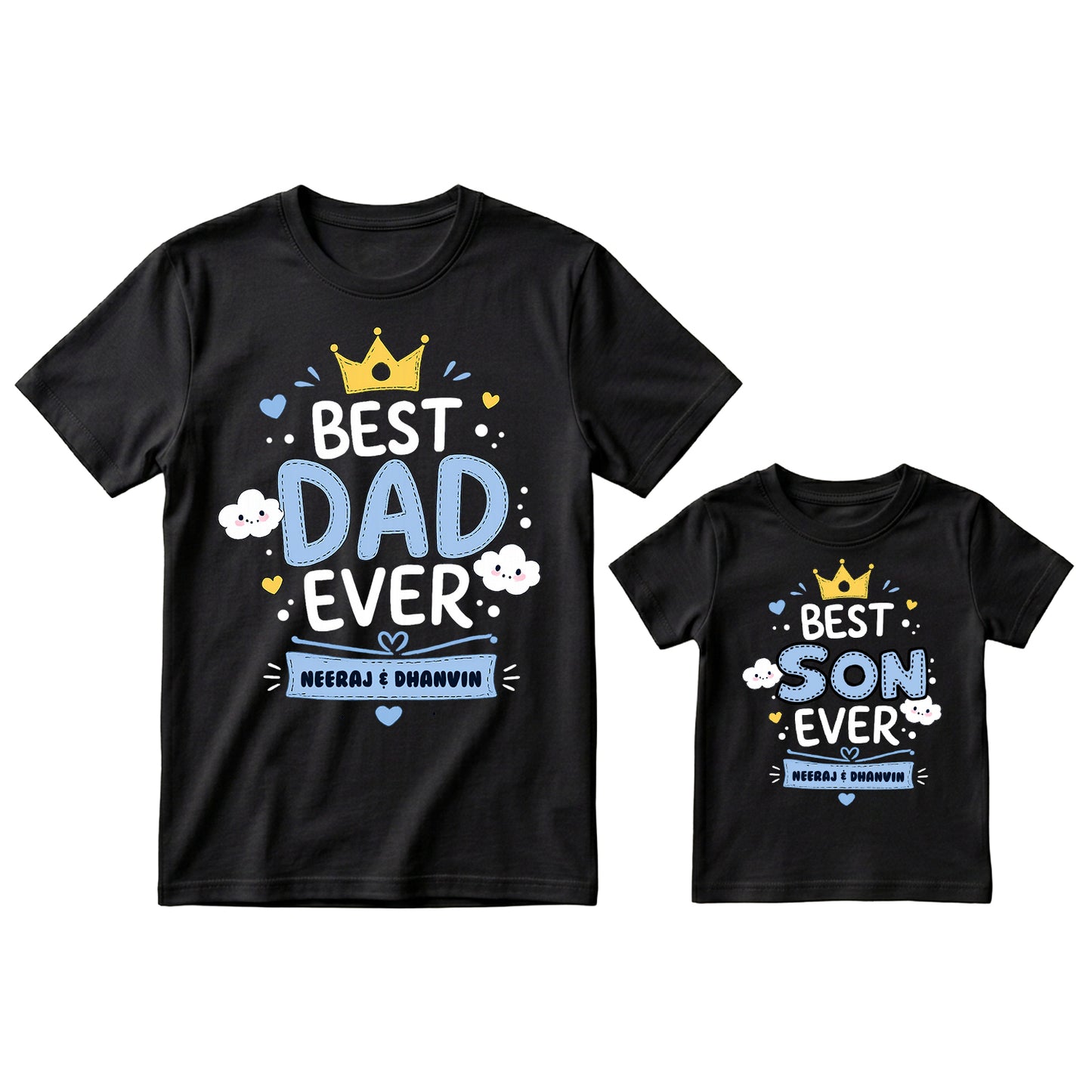 New Born & Baby Clothing | Best Dad Son Ever Duo Father & Son Twinning Black Sets | Soft T-shirt