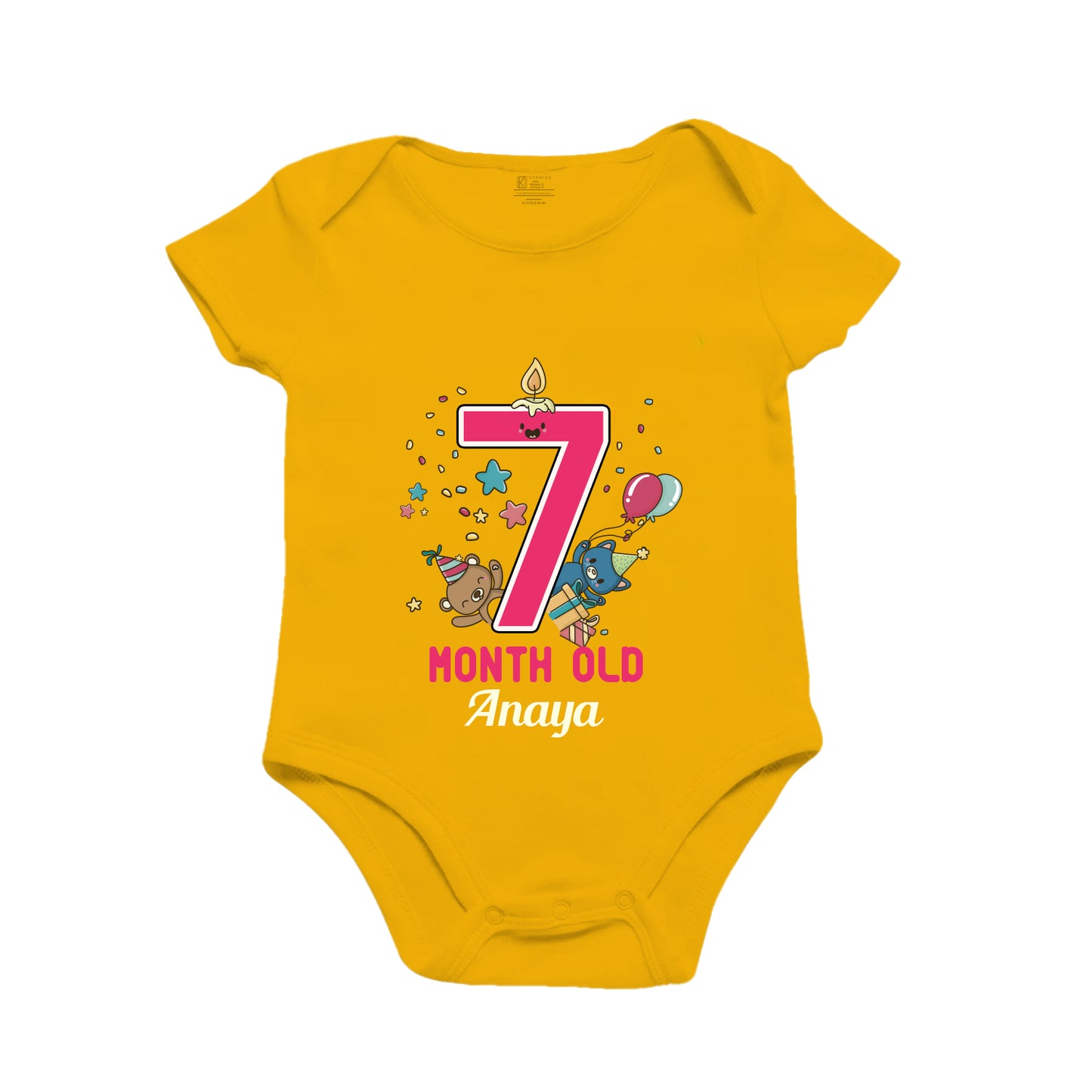 7th Infant monthly birthday tiny celebrations onesie