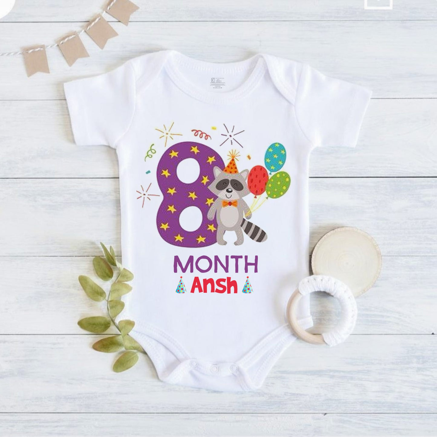 8th Infant monthly birthday Little Monthlies Onesie