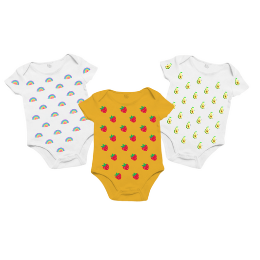 Infant Onesie pack_ Yellow and White Trio