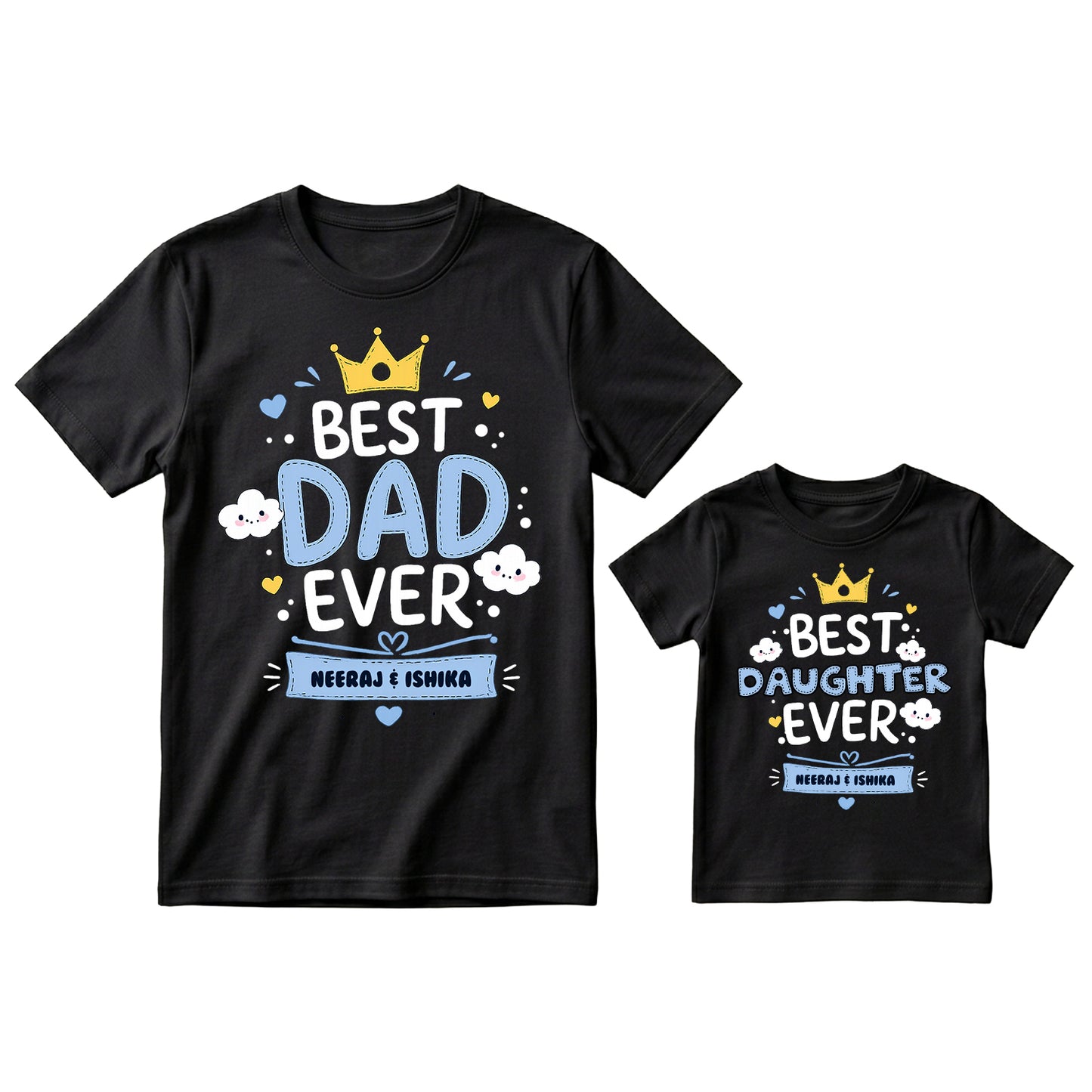 New Born & Baby Clothing | Best Dad Daughter Ever Duo Father & Daughter Twinning Black Sets | Soft T-shirt