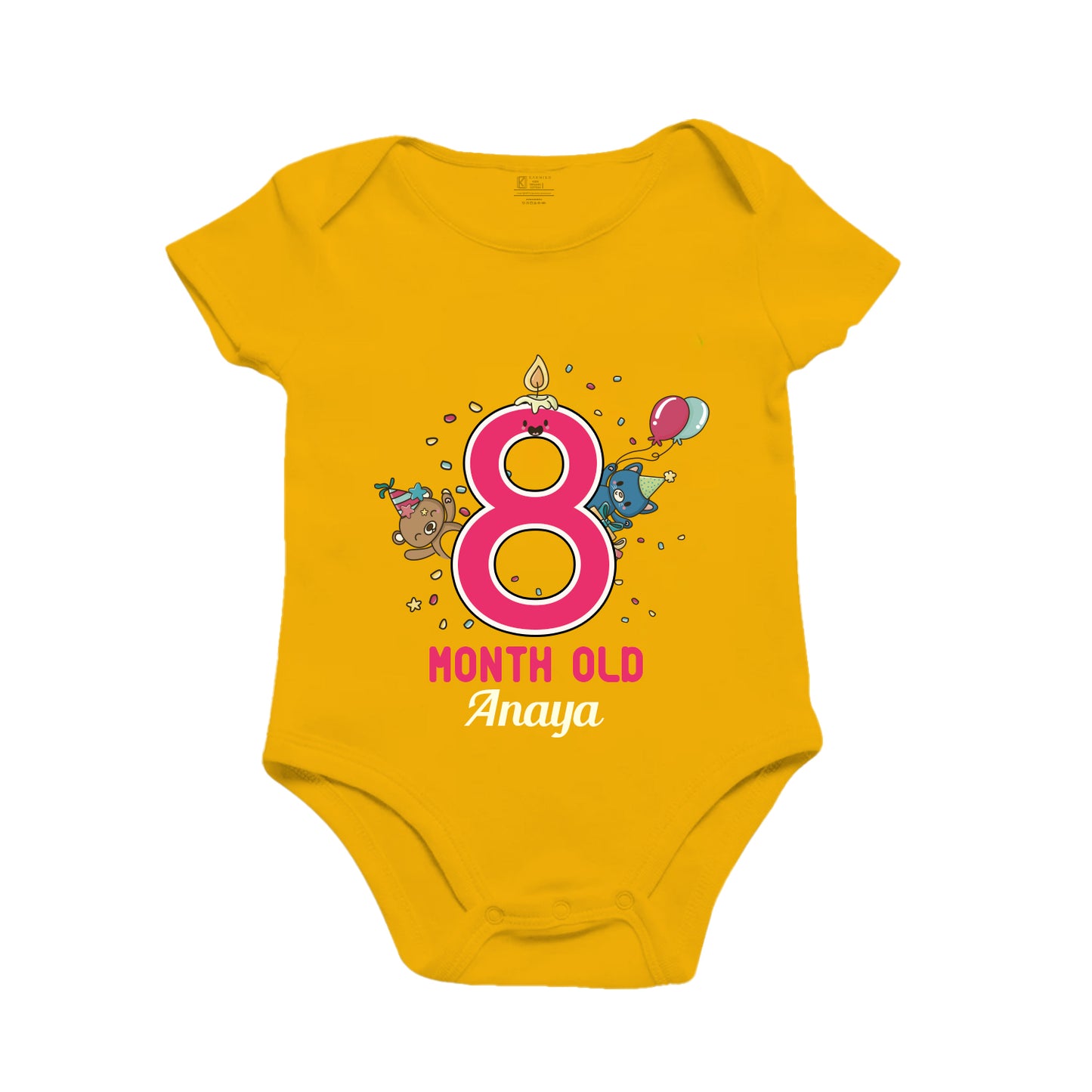 8th Infant monthly birthday tiny celebrations onesie