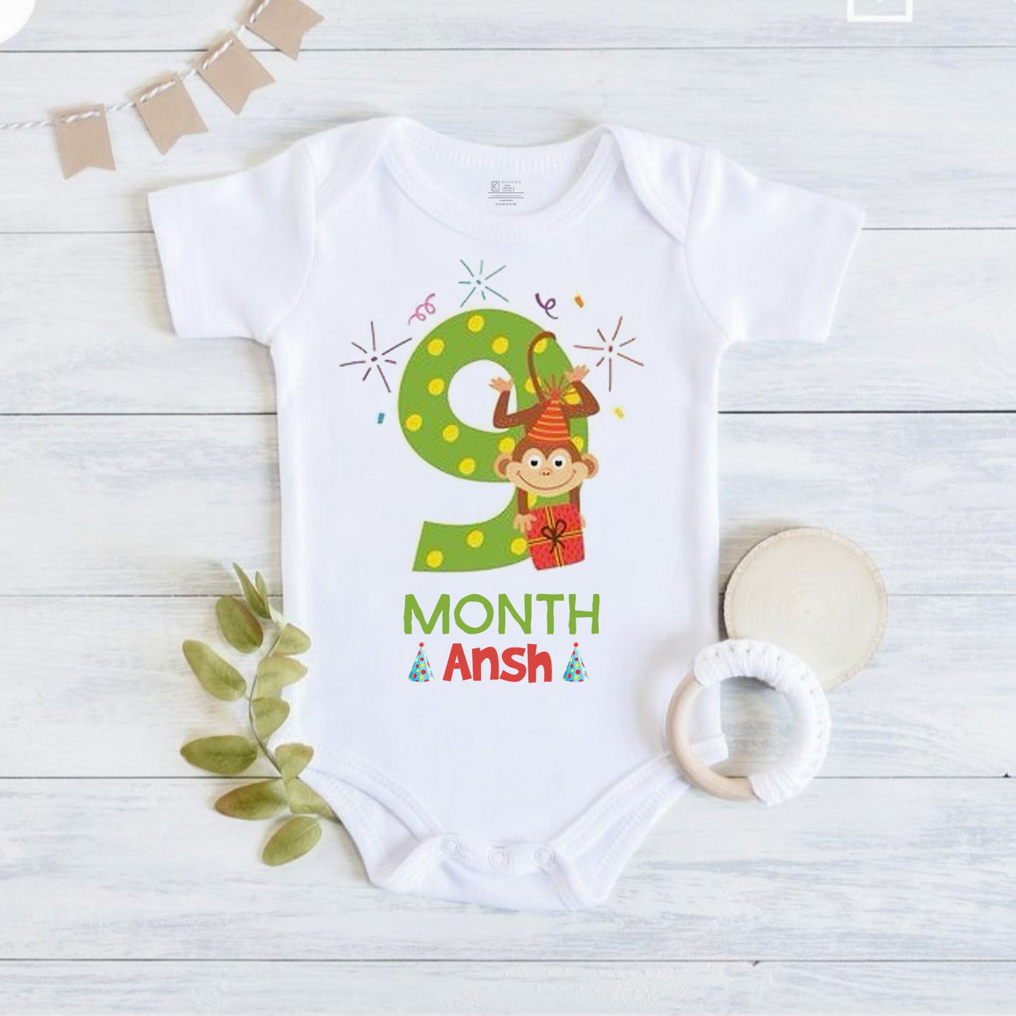 9th Infant monthly birthday Little Monthlies Onesie