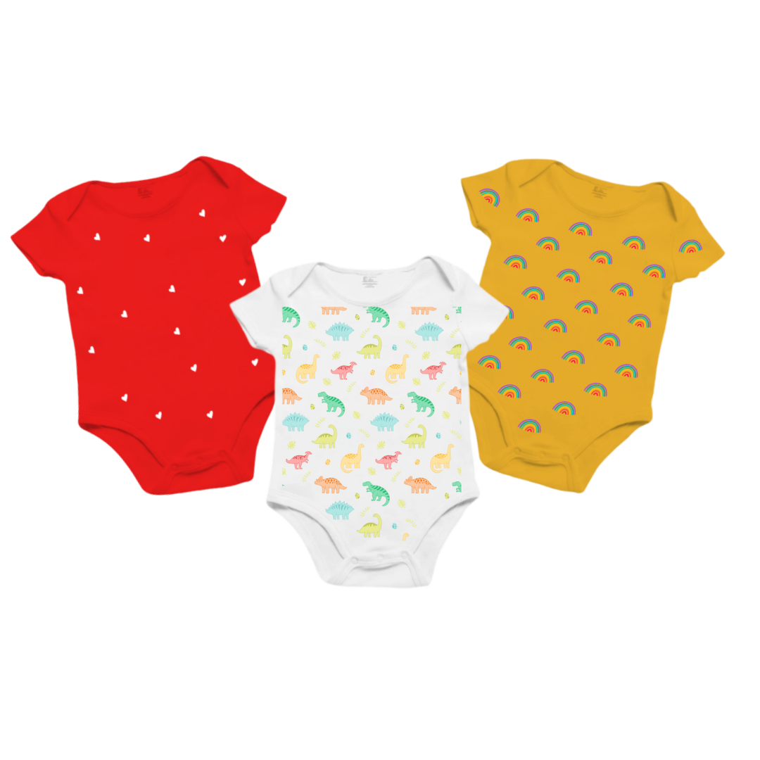 Infant Onesie bundle_ Red ,White and Yellow Trio