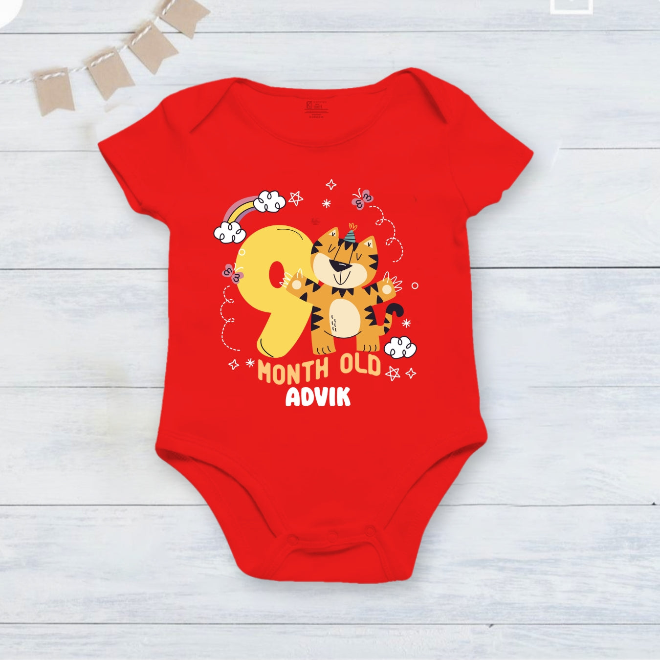 9th Infant monthly birthday Little Monthlies Onesie