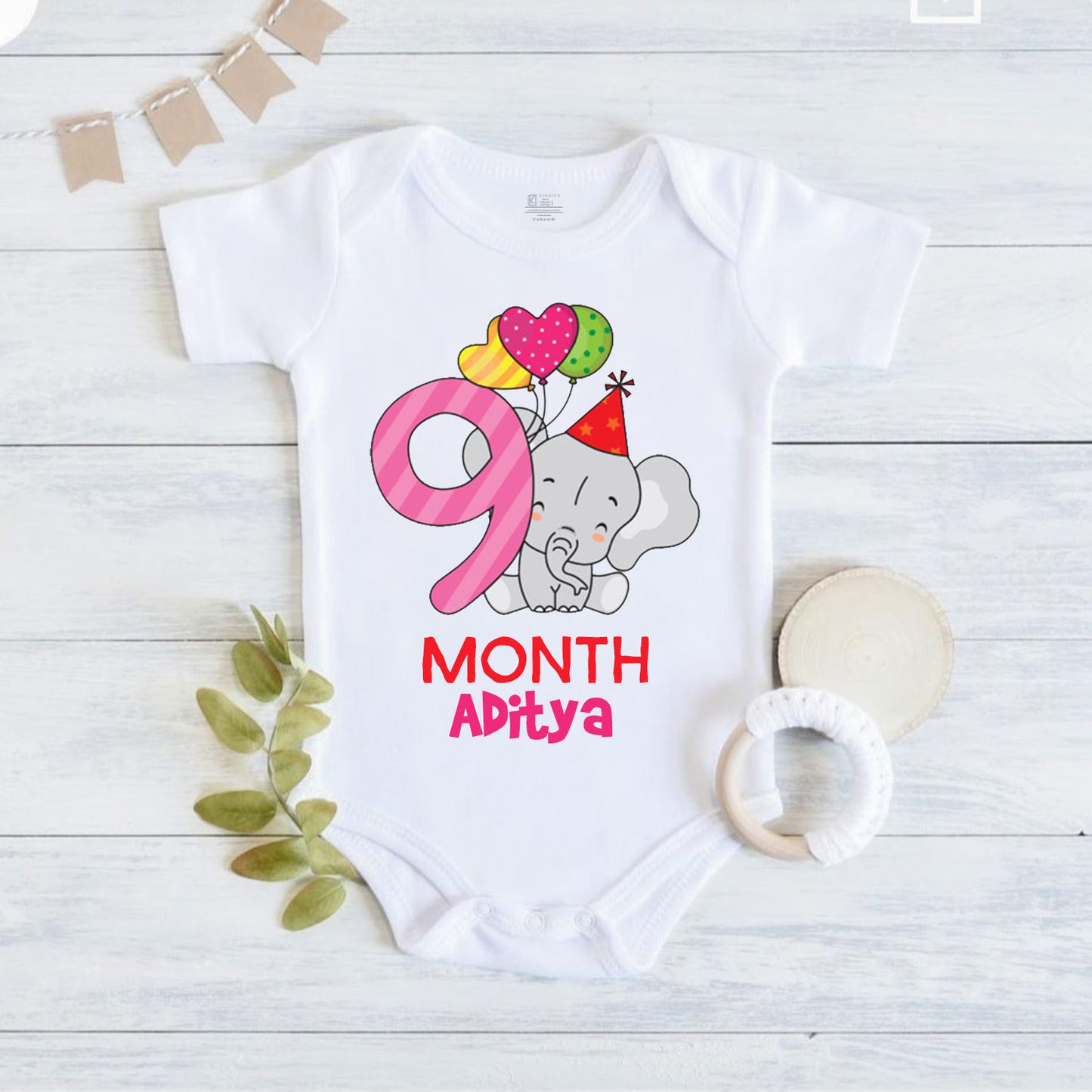 9th Infant monthly birthday 12 Months of Love Onesie