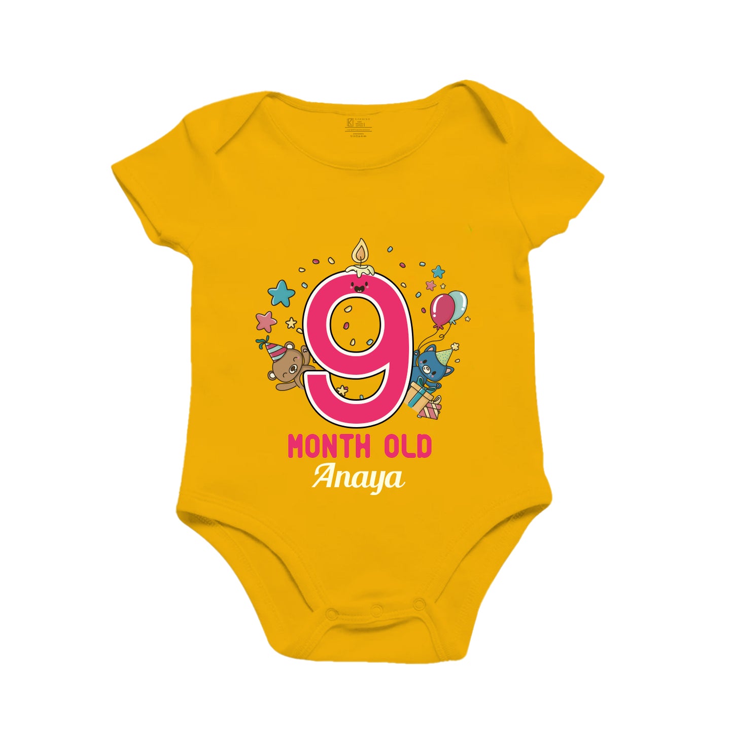 9th Infant monthly birthday tiny celebrations onesie
