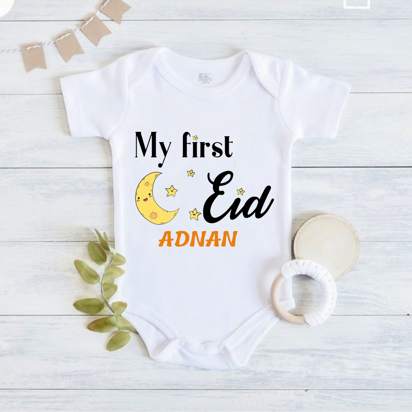 Newborn & Baby Clothing | Baby Eid Mubarak Baby Onesie With Personalized Name | Soft Cotton