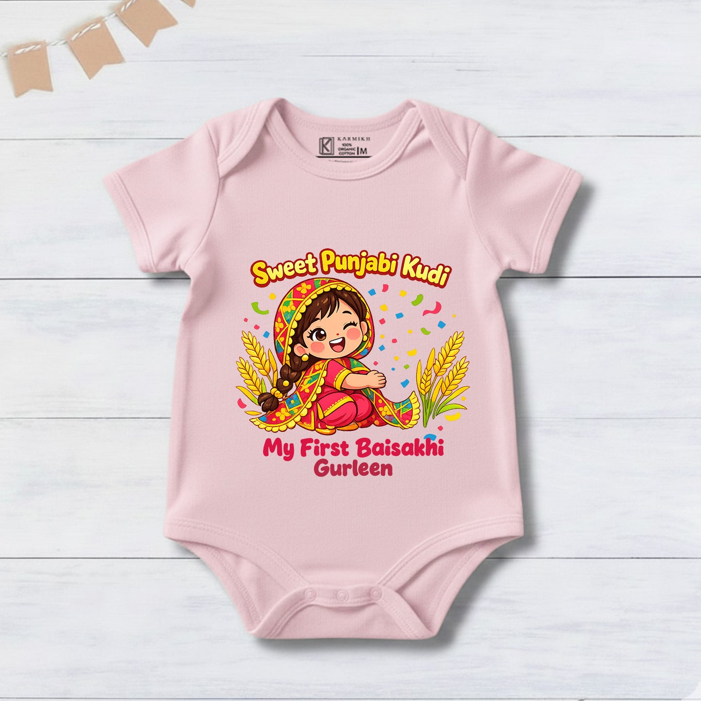 New Born & Baby Clothing | Sweet Punjabi Kudi My First Baisakhi With Customized Baby Name | Soft Cotton