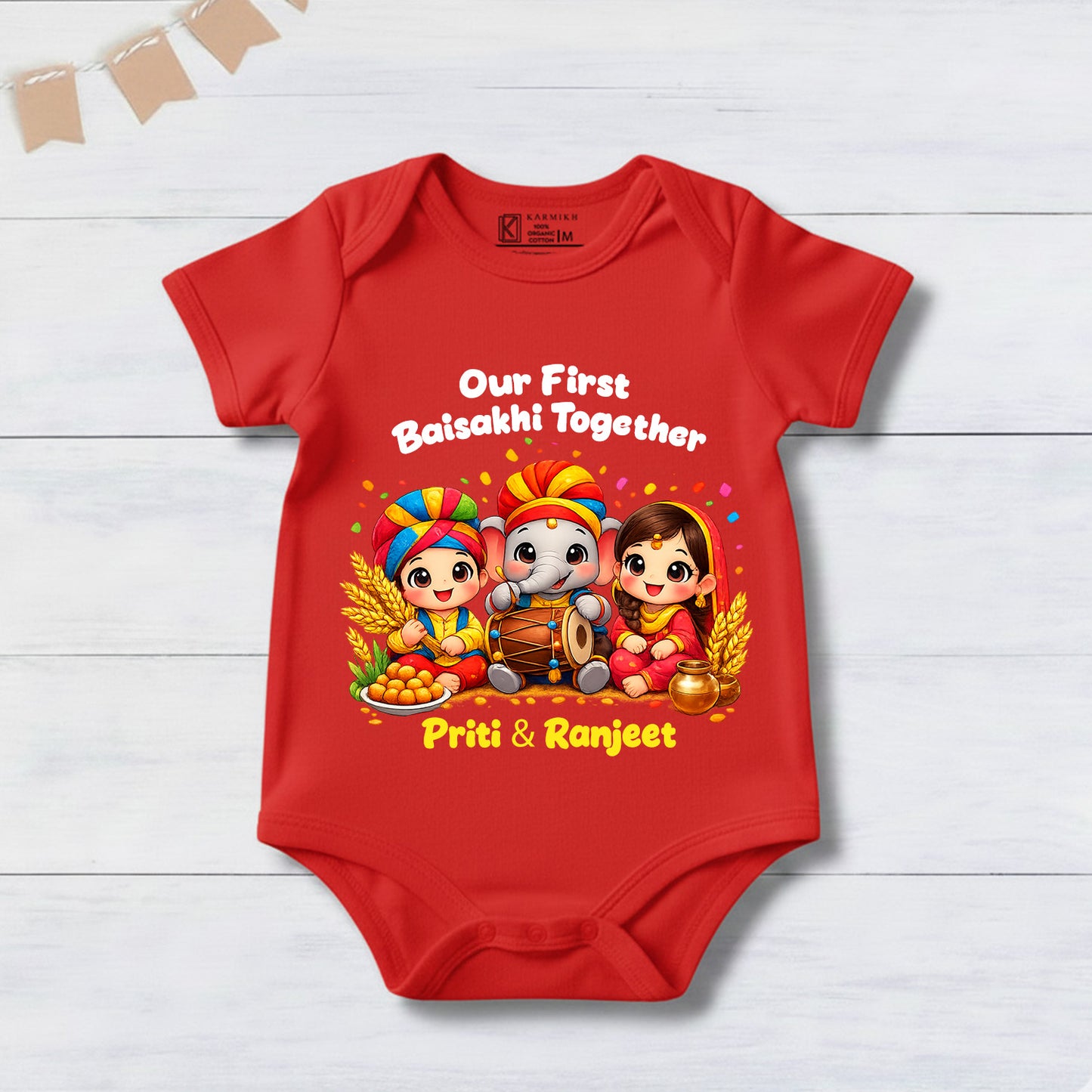 New Born & Baby Clothing | Our First Baisakhi Together With Customizes Baby Name | Soft Cotton