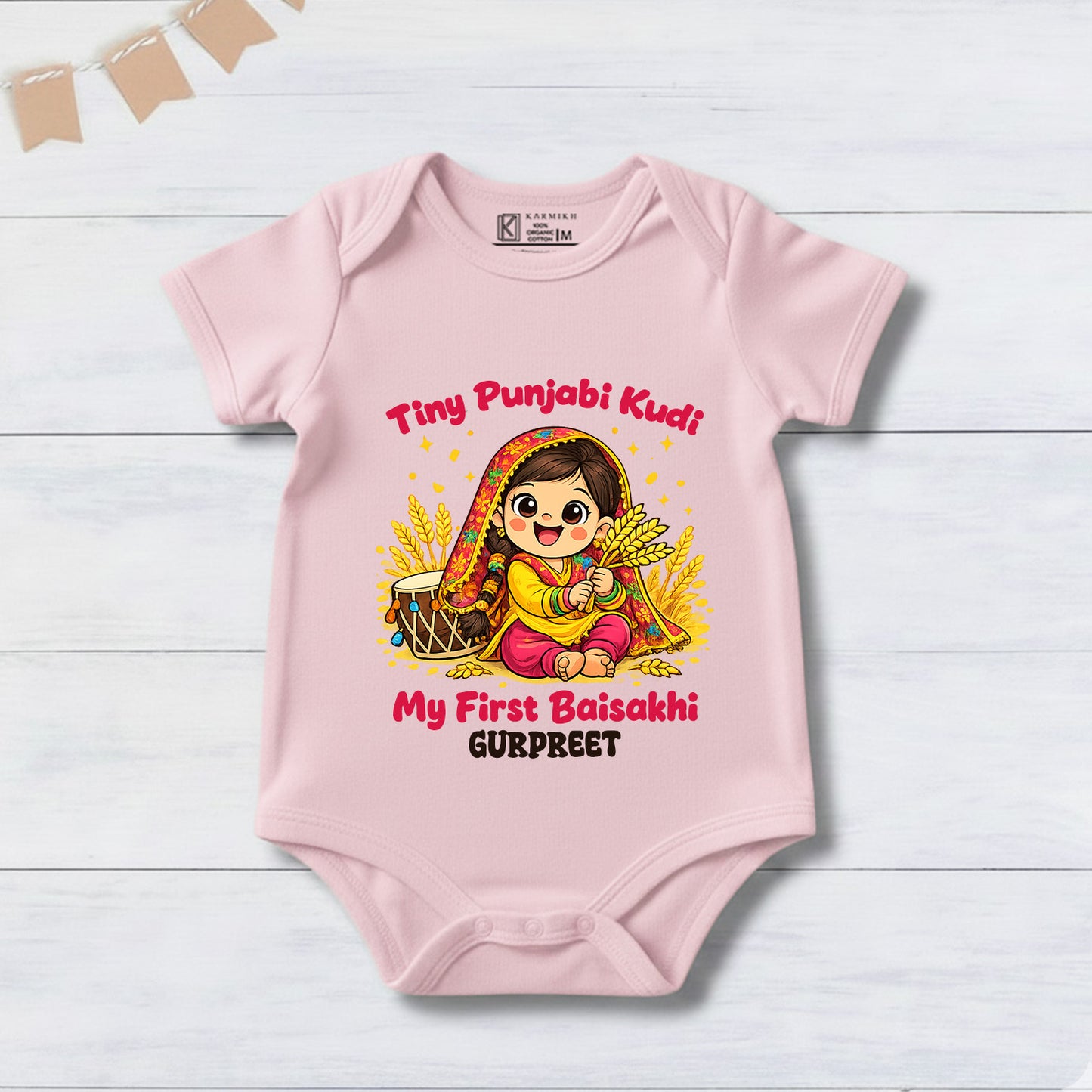 New Born & Baby Clothing | Tiny Punjabi Kudi My First Baisakhi With Customized Baby Name | Soft Cotton