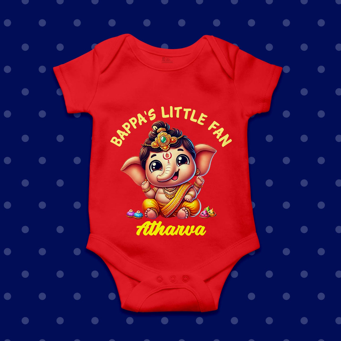 Bappa's Little Fan with customised name_Red Onesie