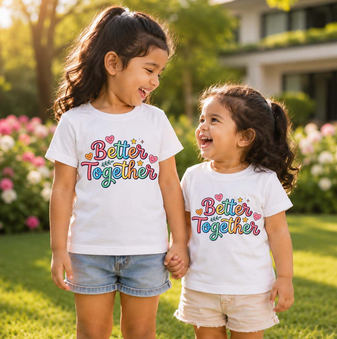 Combo pack of Better Together siblings with custom names White Tees