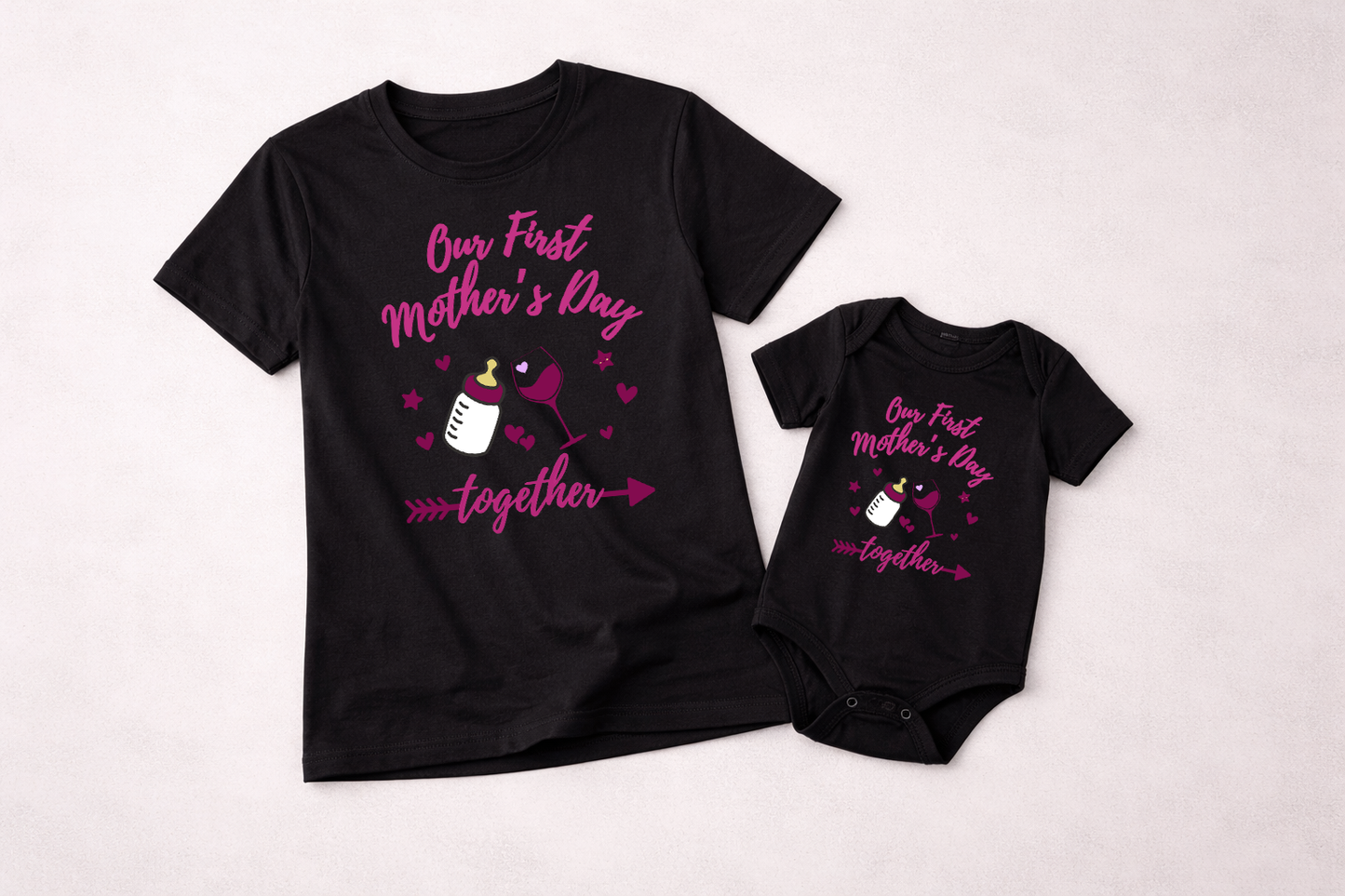 First Mother's day _wine & bottle _black _New
