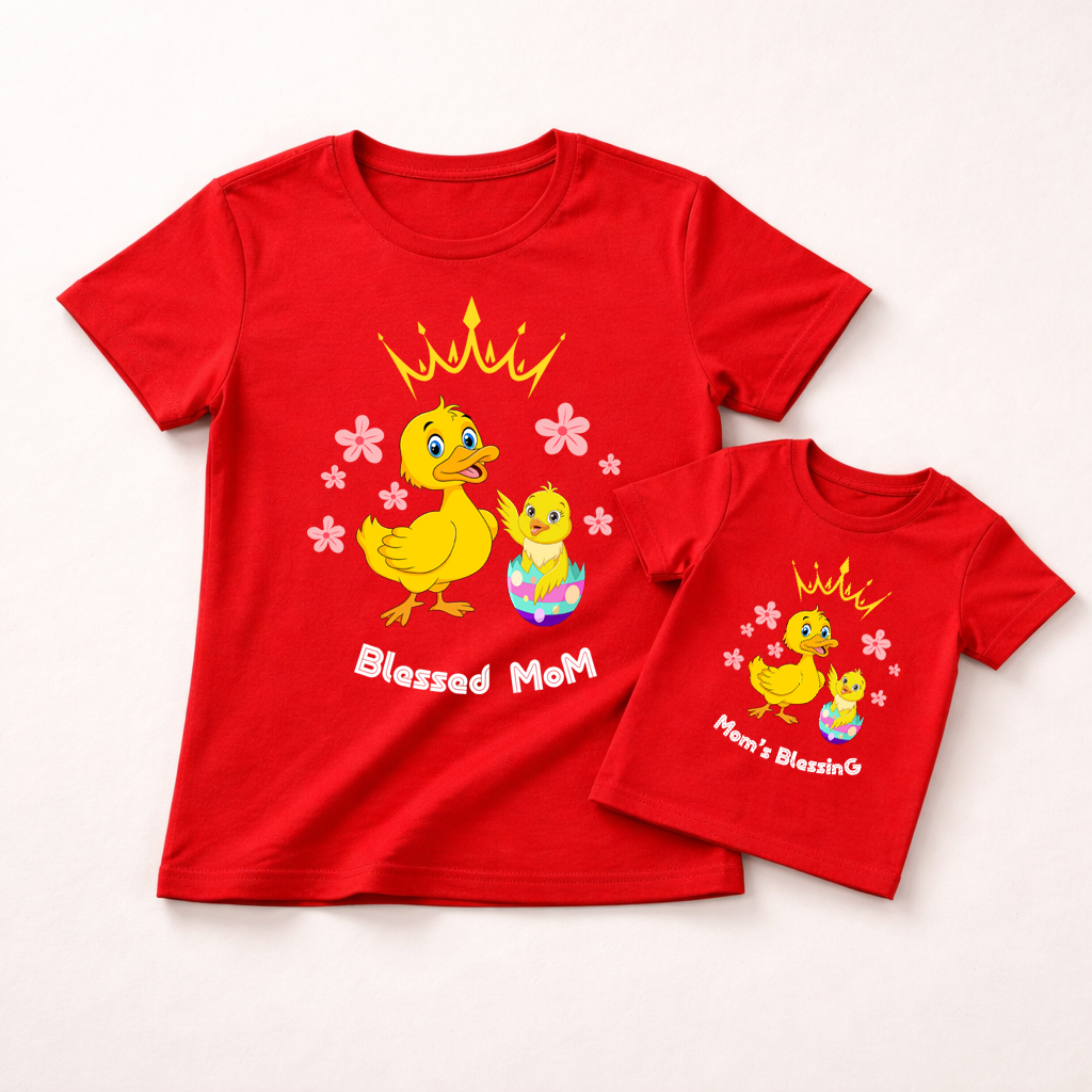 Blessed Mom with her little blessing cute duckling T-shirt Combo