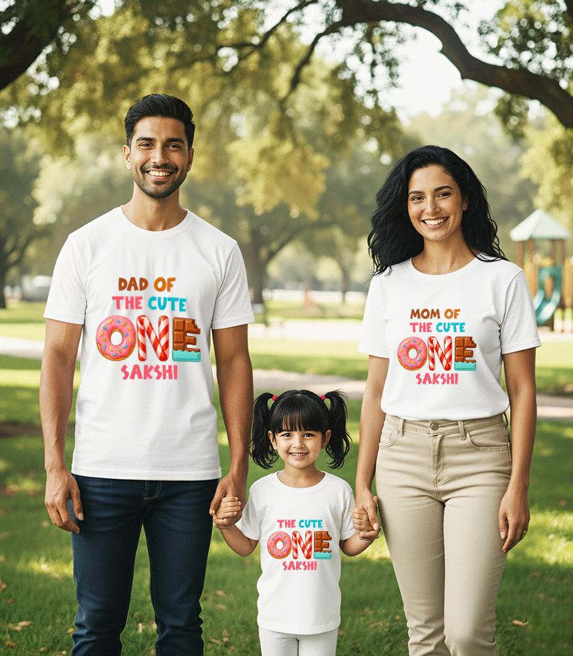 One Cut With A Candy _ Total Family Twinning White T-shirt
