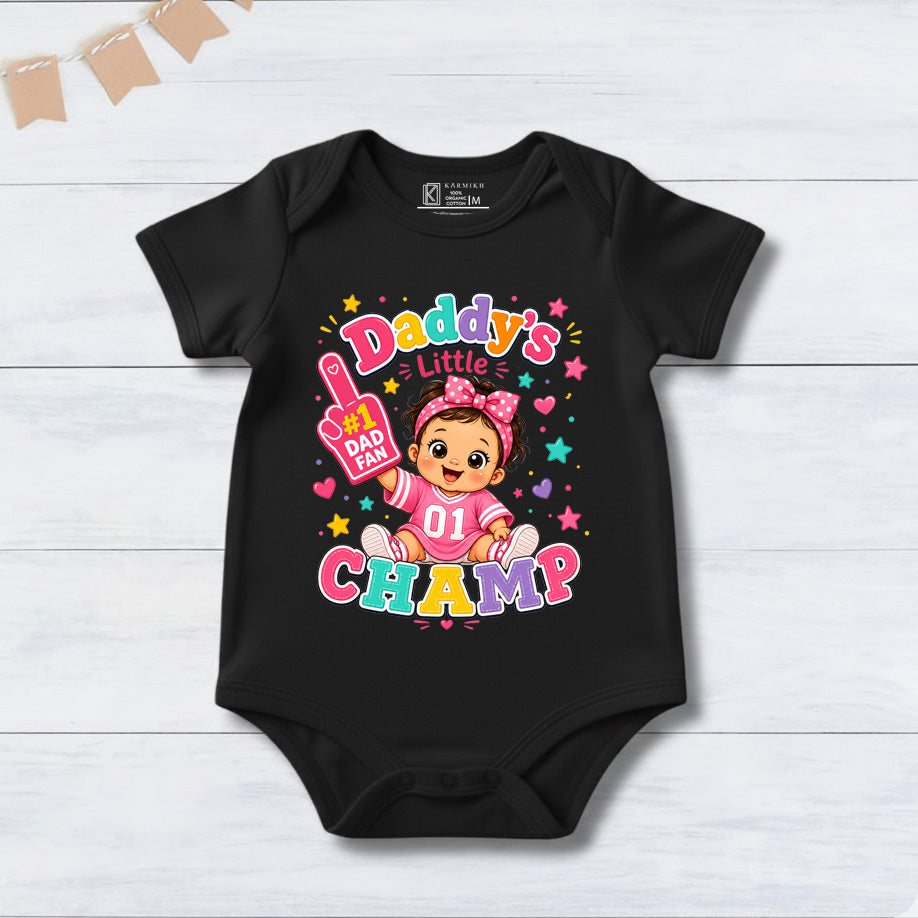 New Born & Baby Clothing | Daddy's Little Champ Black Bodysuit | Soft Cotton