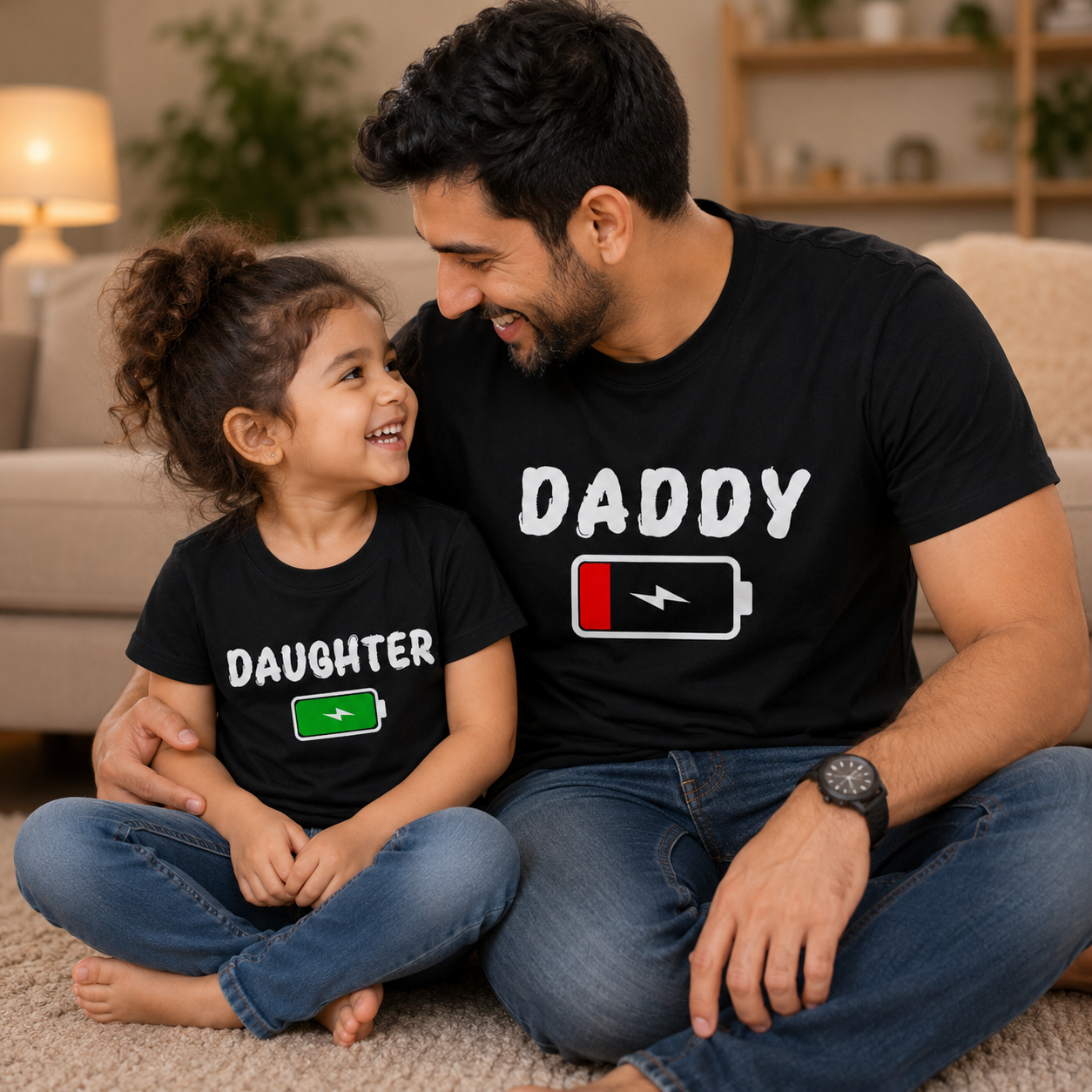 New Born & Baby Clothing | Daddy Daughter Twinning Sets Black T-shirt | Soft Cotton