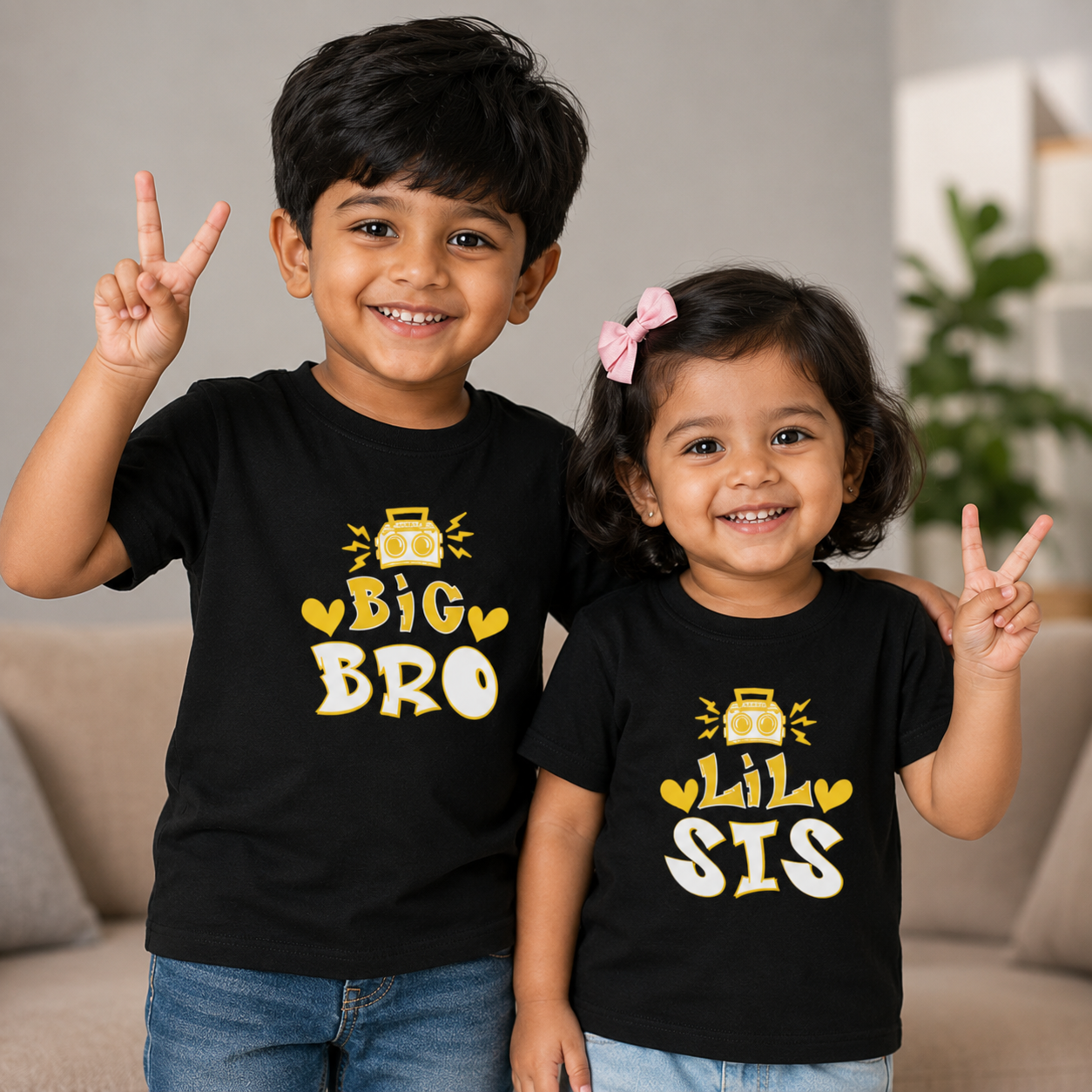 Combo pack of Big Bro, Little Sis _ Black Tees