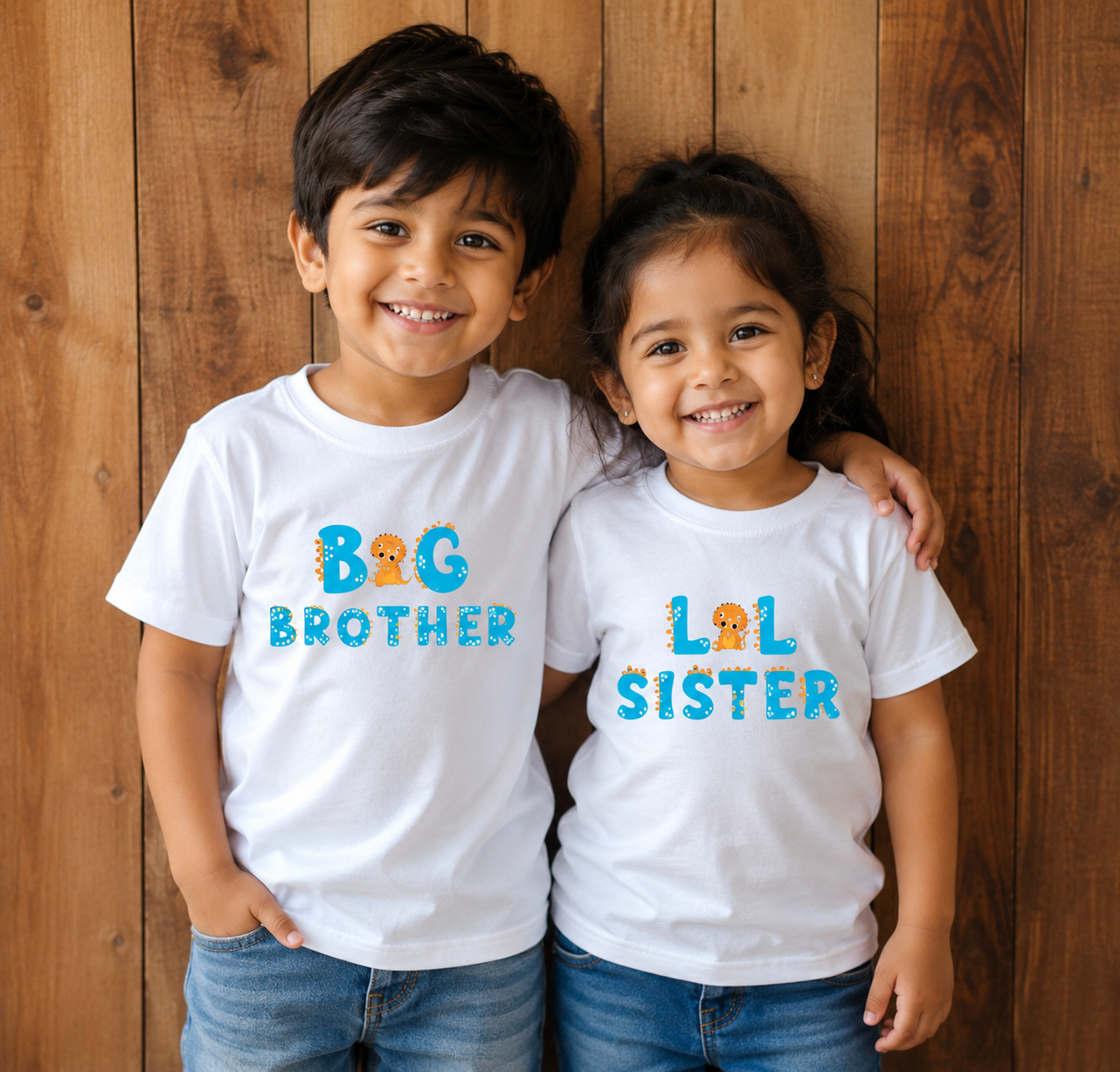 Combo pack of Big Brother, Little Sister_ White Tees