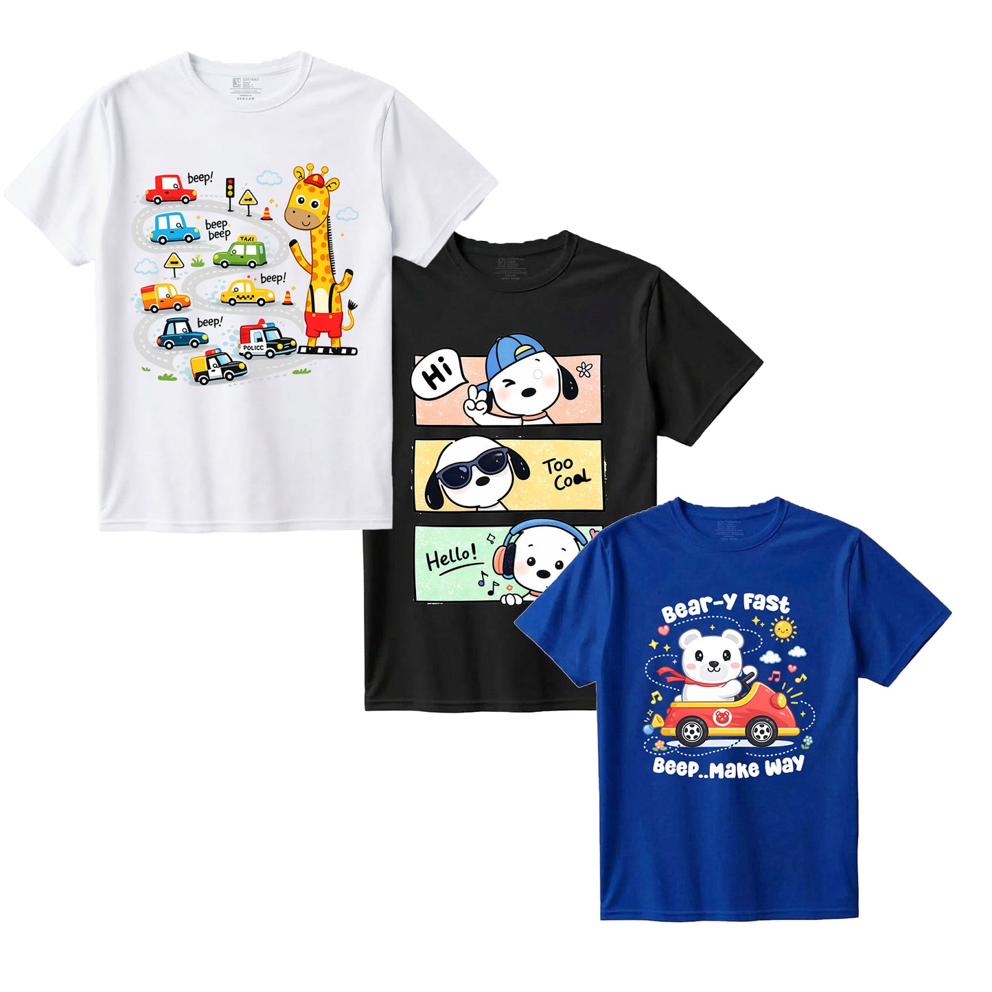 Kids Combo8 3 Graphic T-shirts | Soft Cotton