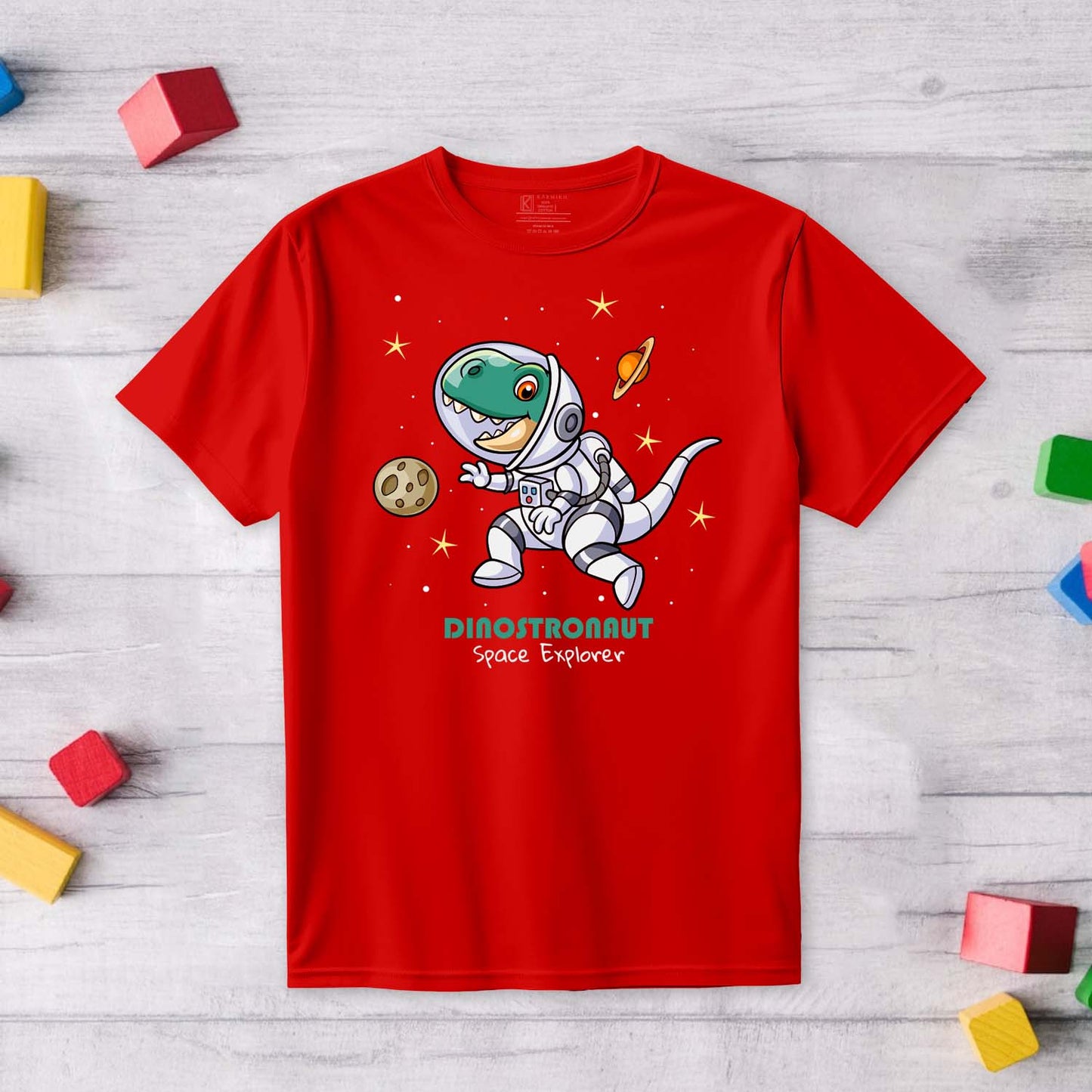Dinostronaut Kids Printed T-Shirt - Red