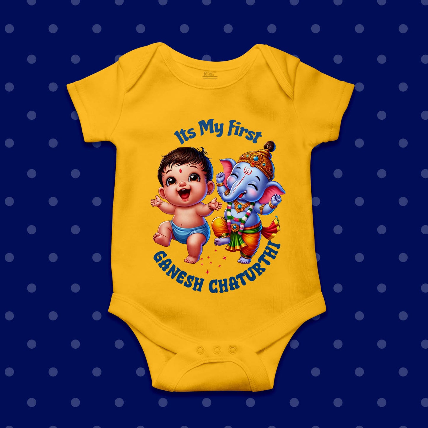 It's My First Ganesh Chaturthi_ Yellow onesie