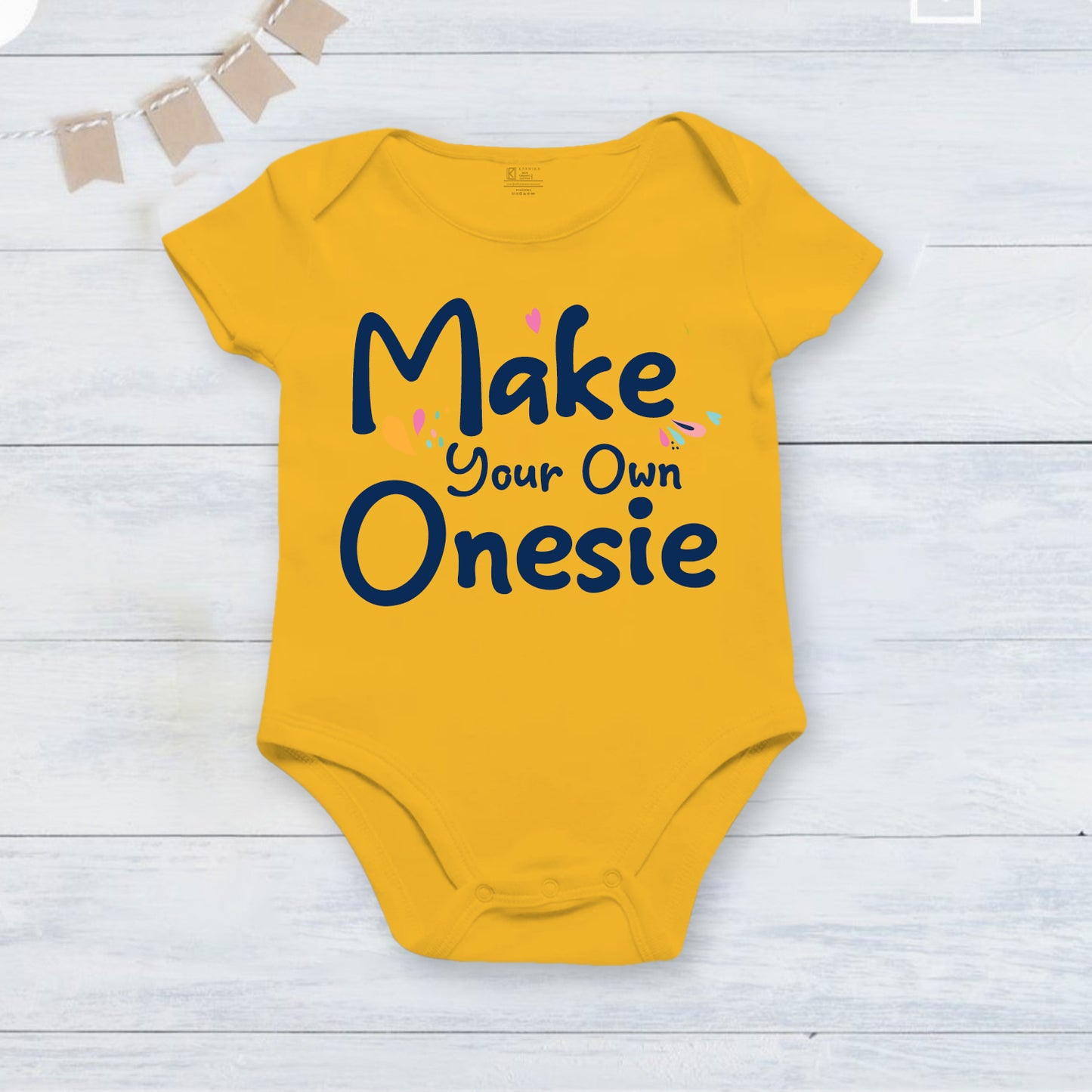 Fully customized infant onesie_ yellow