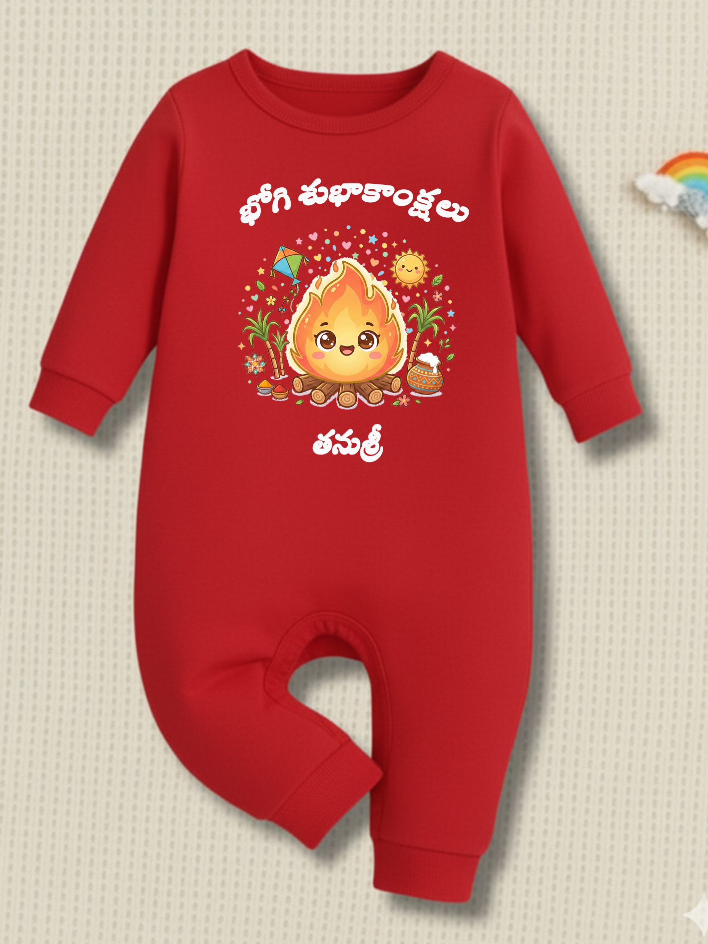 first Sankranti baby dress yellow cotton romper telugu festival outfit