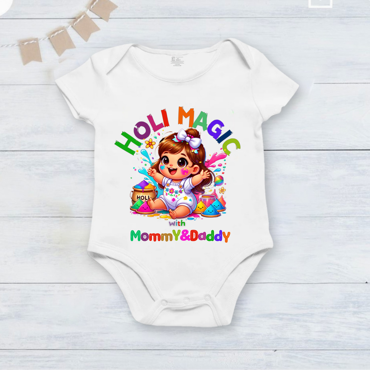 New Born & Baby Clothing | Baby My First Holi Magic With Mommy & Daddy | Soft Cotton